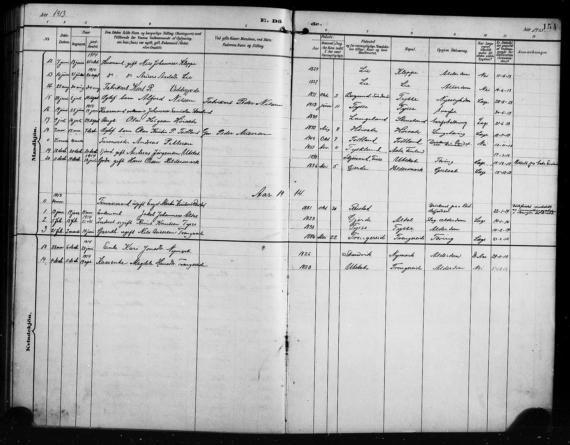 Samnanger Sokneprestembete, SAB/A-77501/H/Hab: Parish register (copy) no. A 3, 1898-1914, p. 154