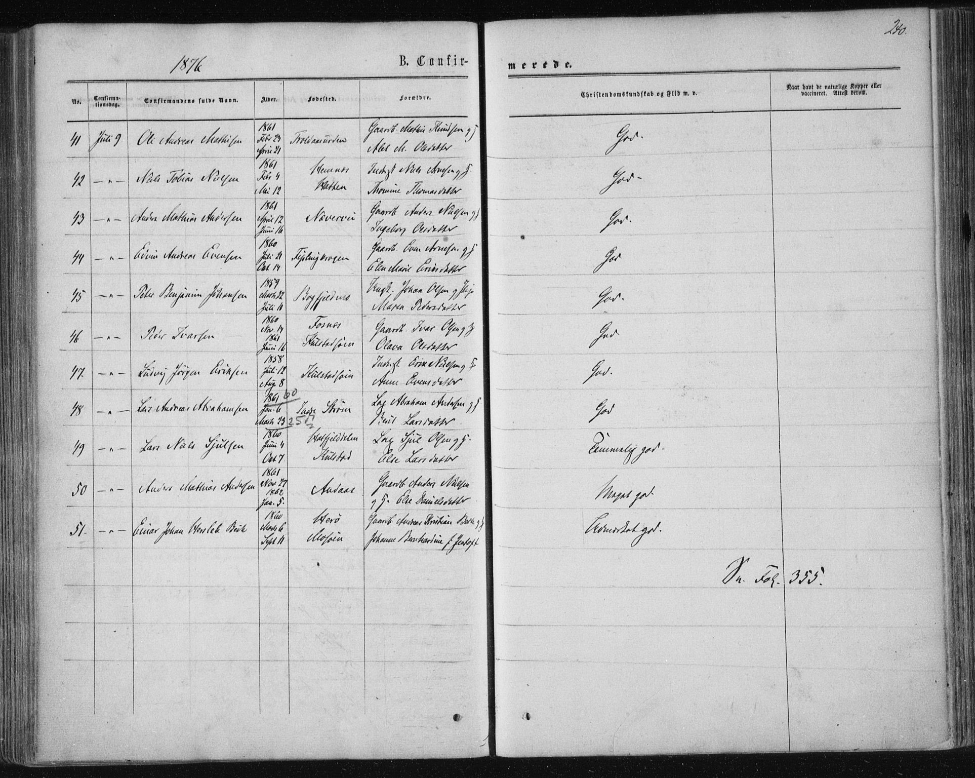 Ministerialprotokoller, klokkerbøker og fødselsregistre - Nordland, AV/SAT-A-1459/820/L0294: Parish register (official) no. 820A15, 1866-1879, p. 240