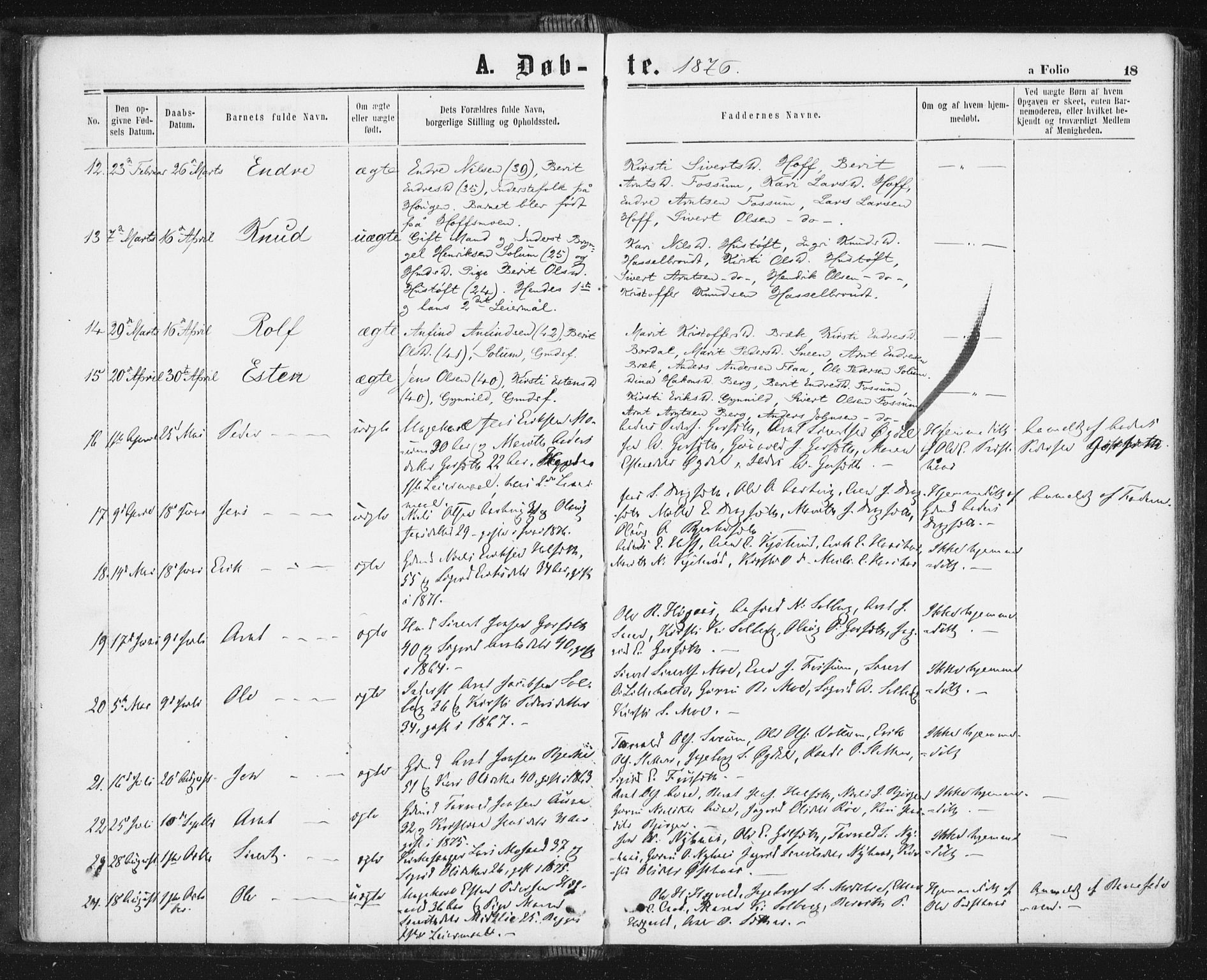Ministerialprotokoller, klokkerbøker og fødselsregistre - Sør-Trøndelag, SAT/A-1456/689/L1039: Parish register (official) no. 689A04, 1865-1878, p. 18
