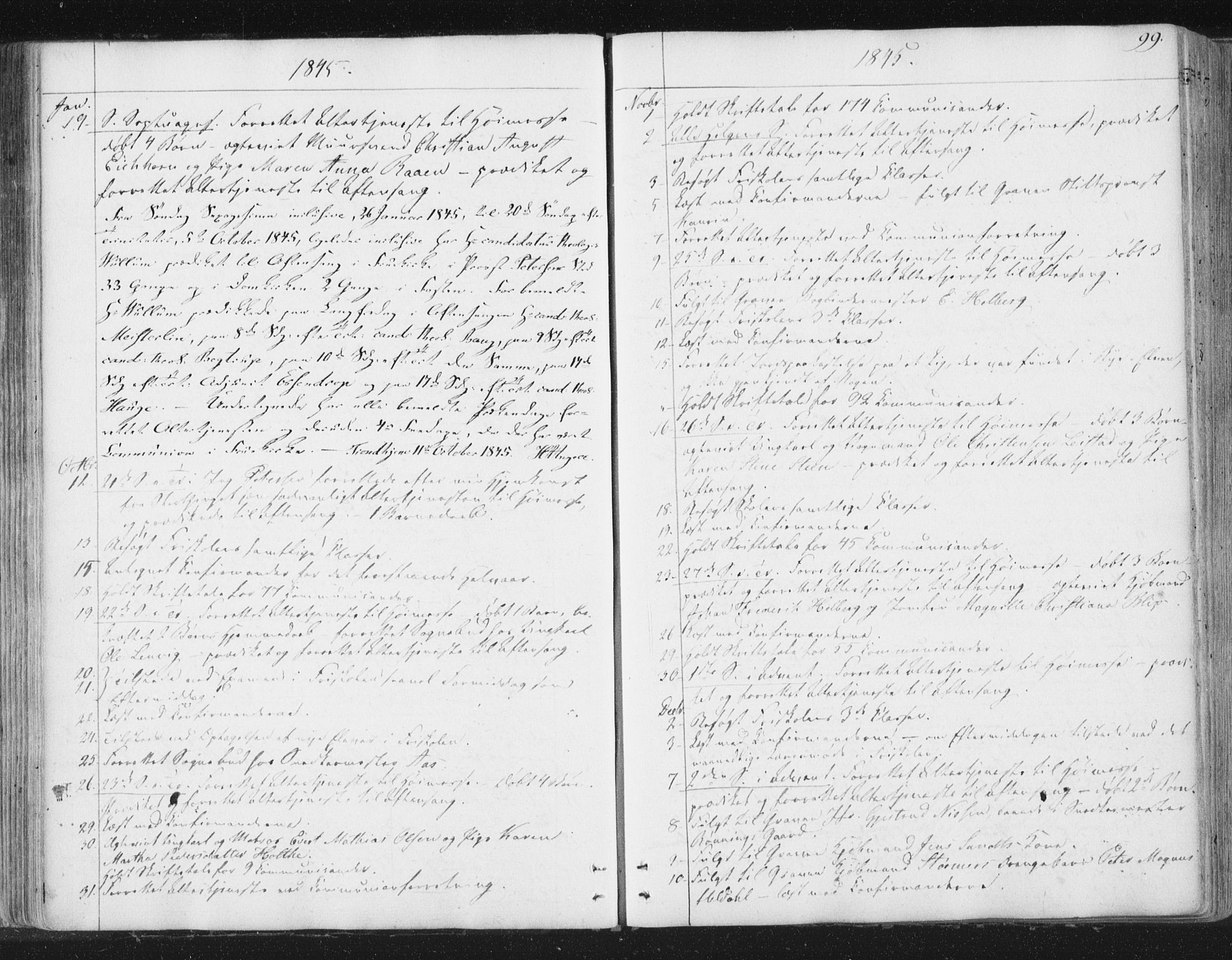 Ministerialprotokoller, klokkerbøker og fødselsregistre - Sør-Trøndelag, SAT/A-1456/602/L0127: Curate's parish register no. 602B01, 1821-1875, p. 99