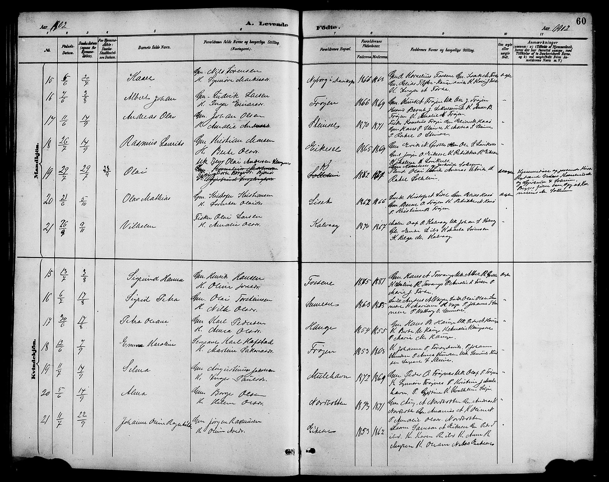 Bremanger sokneprestembete, AV/SAB-A-82201/H/Hab/Haba/L0003: Parish register (copy) no. A 3, 1890-1908, p. 60