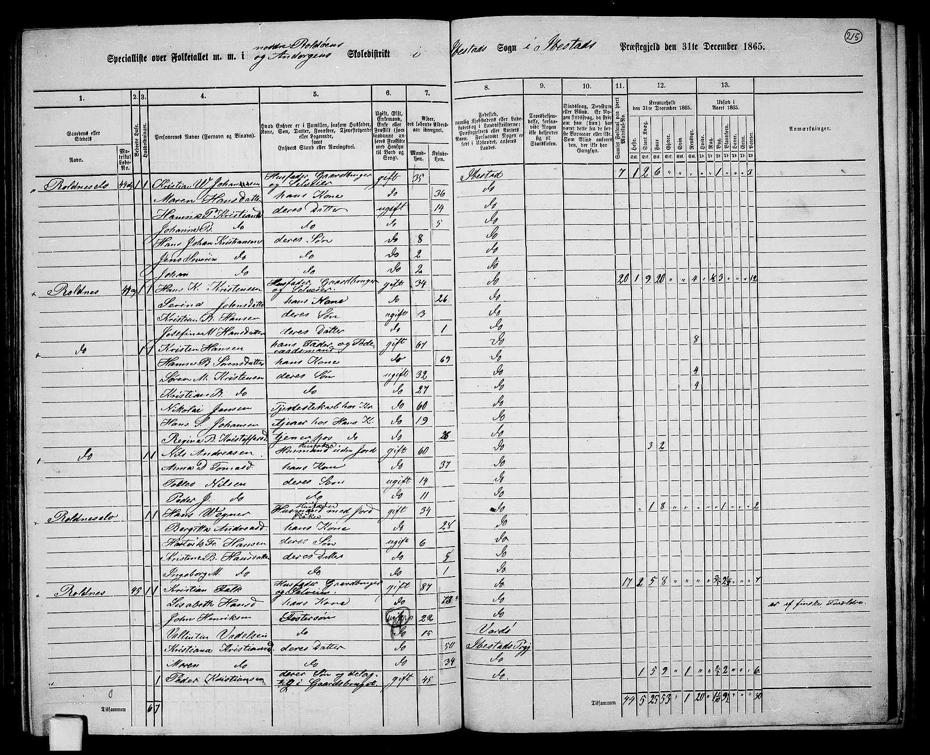 RA, 1865 census for Ibestad, 1865, p. 200