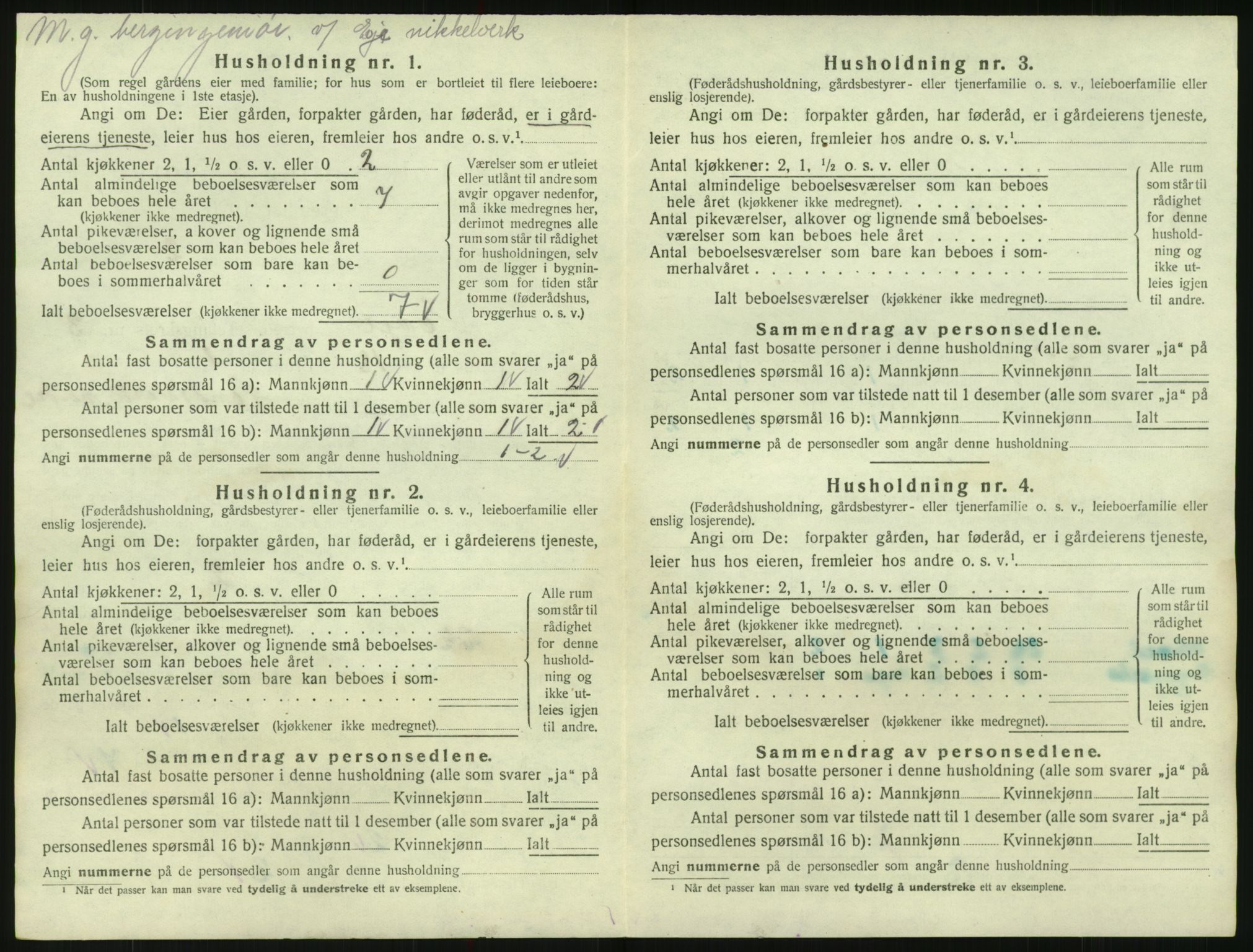 SAK, 1920 census for Evje, 1920, p. 109