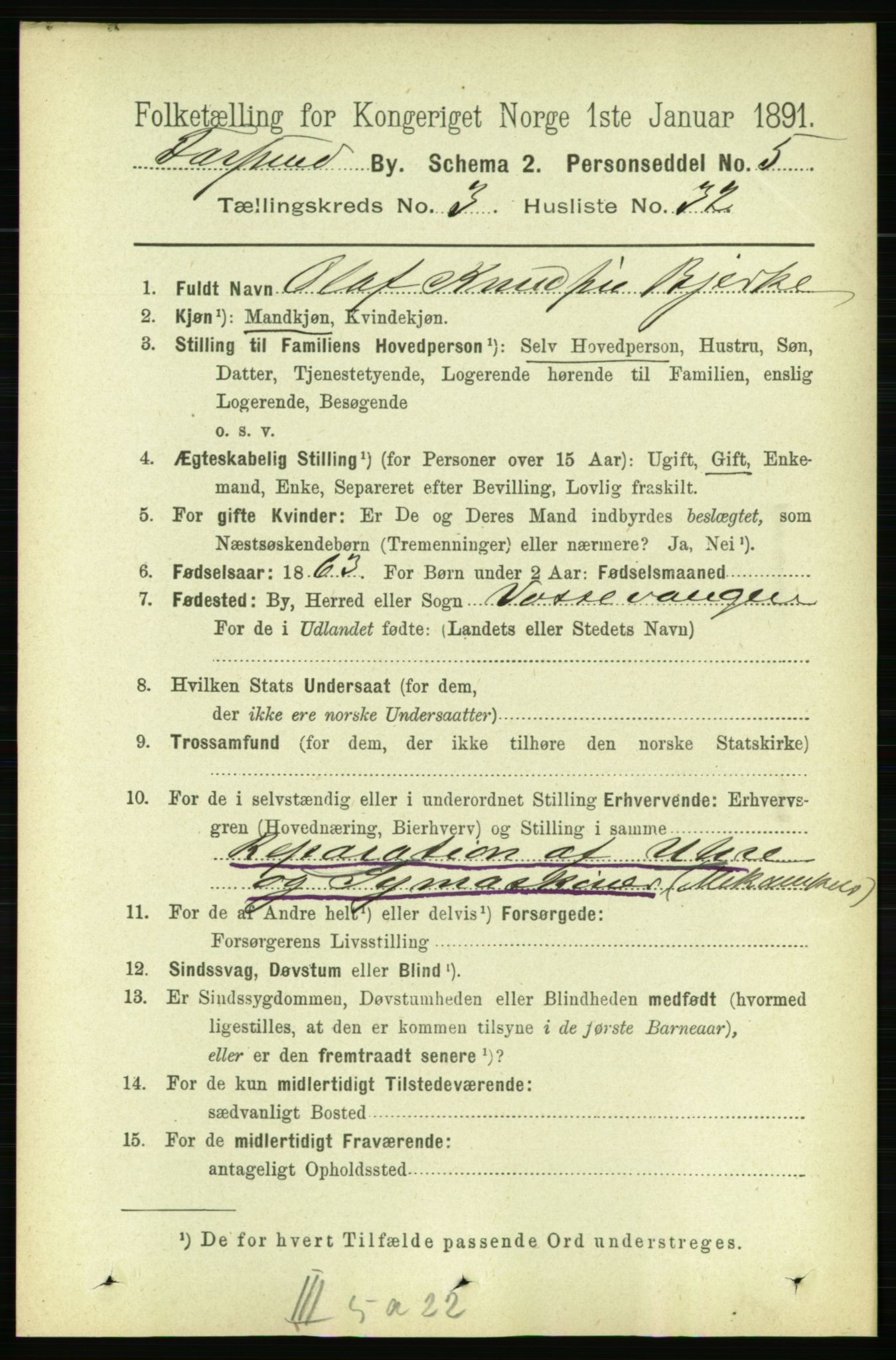 RA, 1891 census for 1003 Farsund, 1891, p. 1556