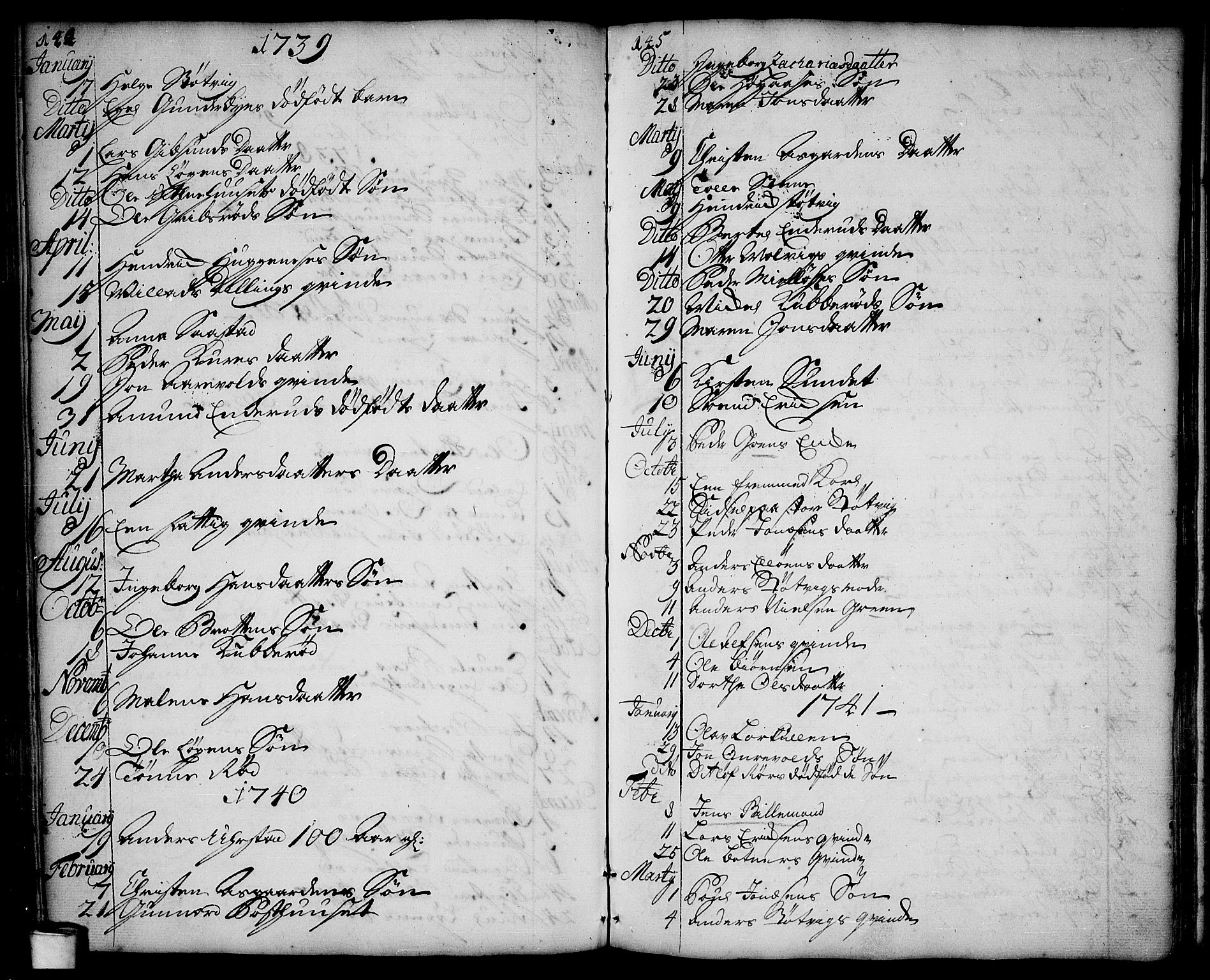 Rygge prestekontor Kirkebøker, AV/SAO-A-10084b/F/Fa/L0001: Parish register (official) no. 1, 1725-1771, p. 144-145