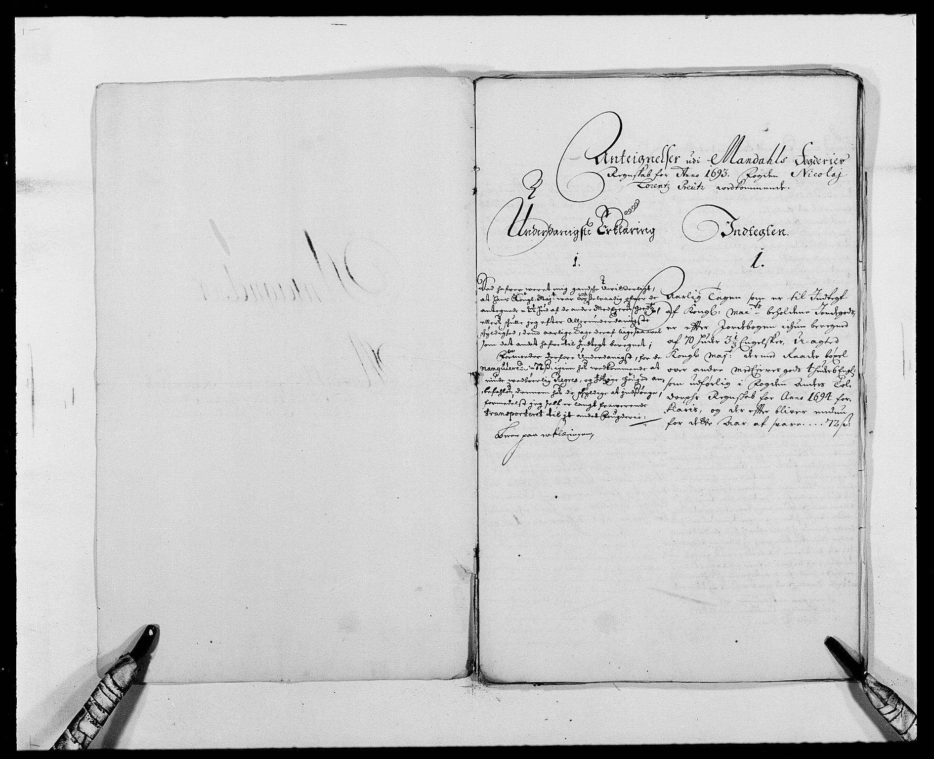 Rentekammeret inntil 1814, Reviderte regnskaper, Fogderegnskap, RA/EA-4092/R42/L2544: Mandal fogderi, 1692-1693, p. 267