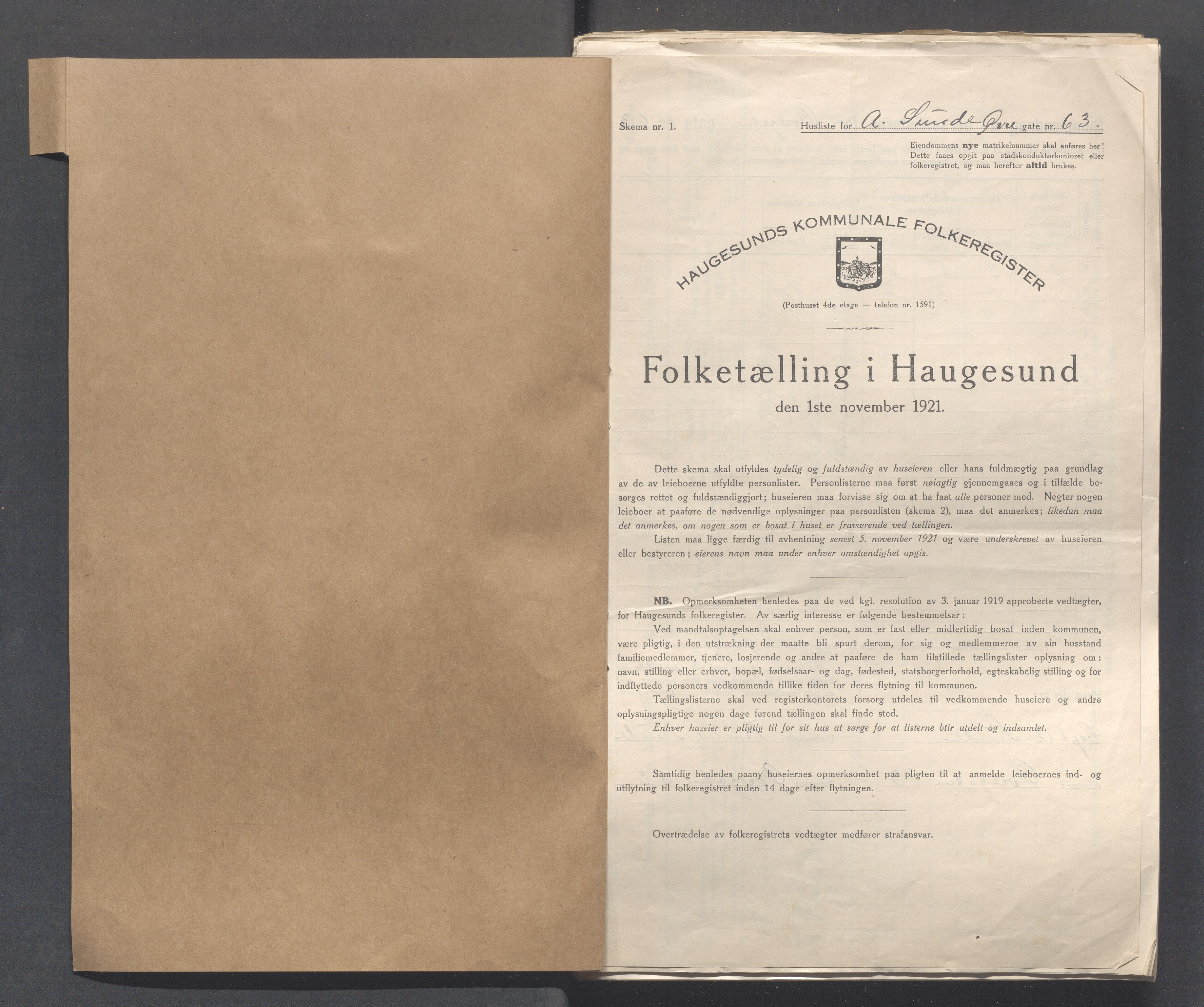 IKAR, Local census 1.11.1921 for Haugesund, 1921, p. 5543