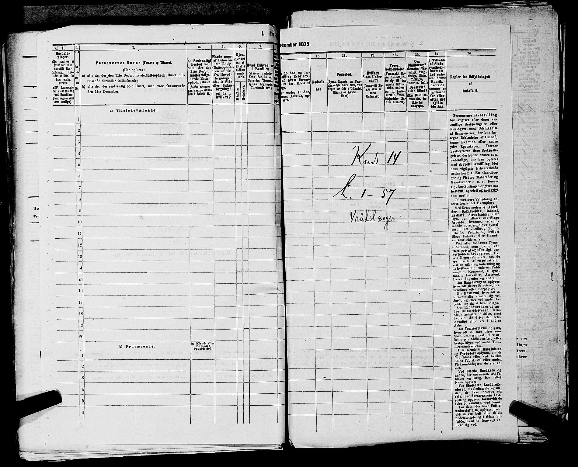 SAKO, 1875 census for 0829P Kviteseid, 1875, p. 1191