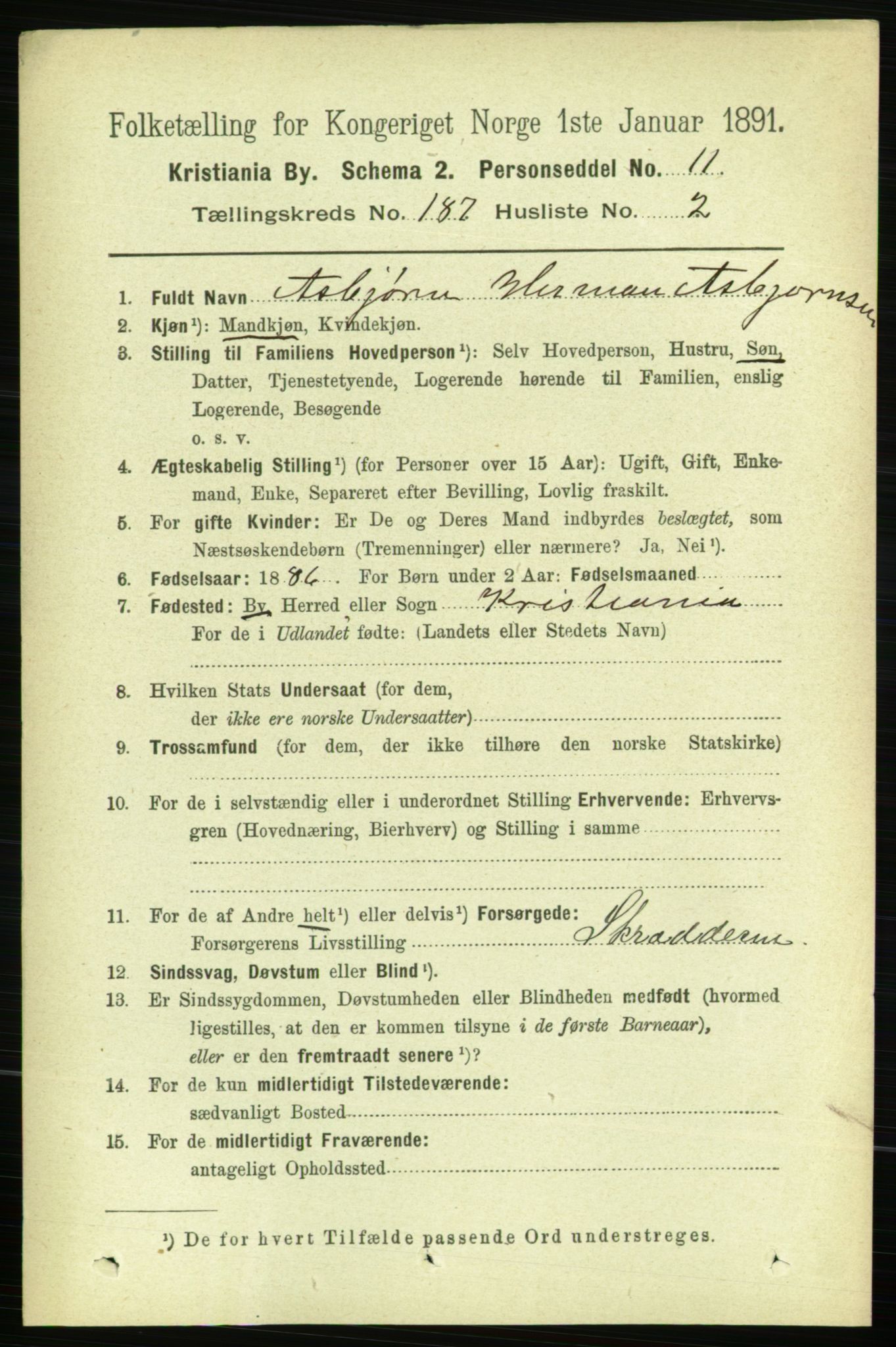 RA, 1891 census for 0301 Kristiania, 1891, p. 111997