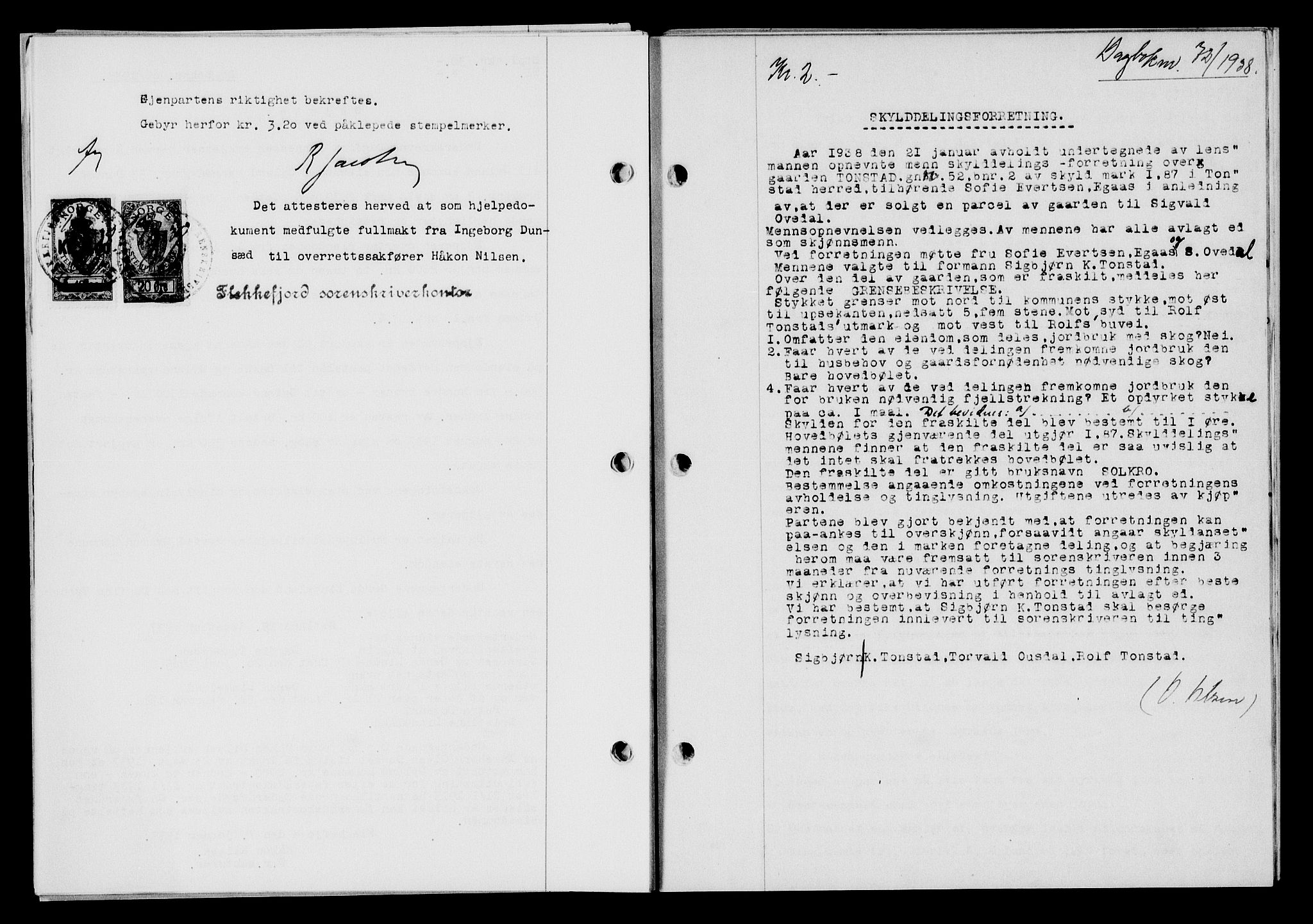 Flekkefjord sorenskriveri, SAK/1221-0001/G/Gb/Gba/L0054: Mortgage book no. A-2, 1937-1938, Diary no: : 72/1938