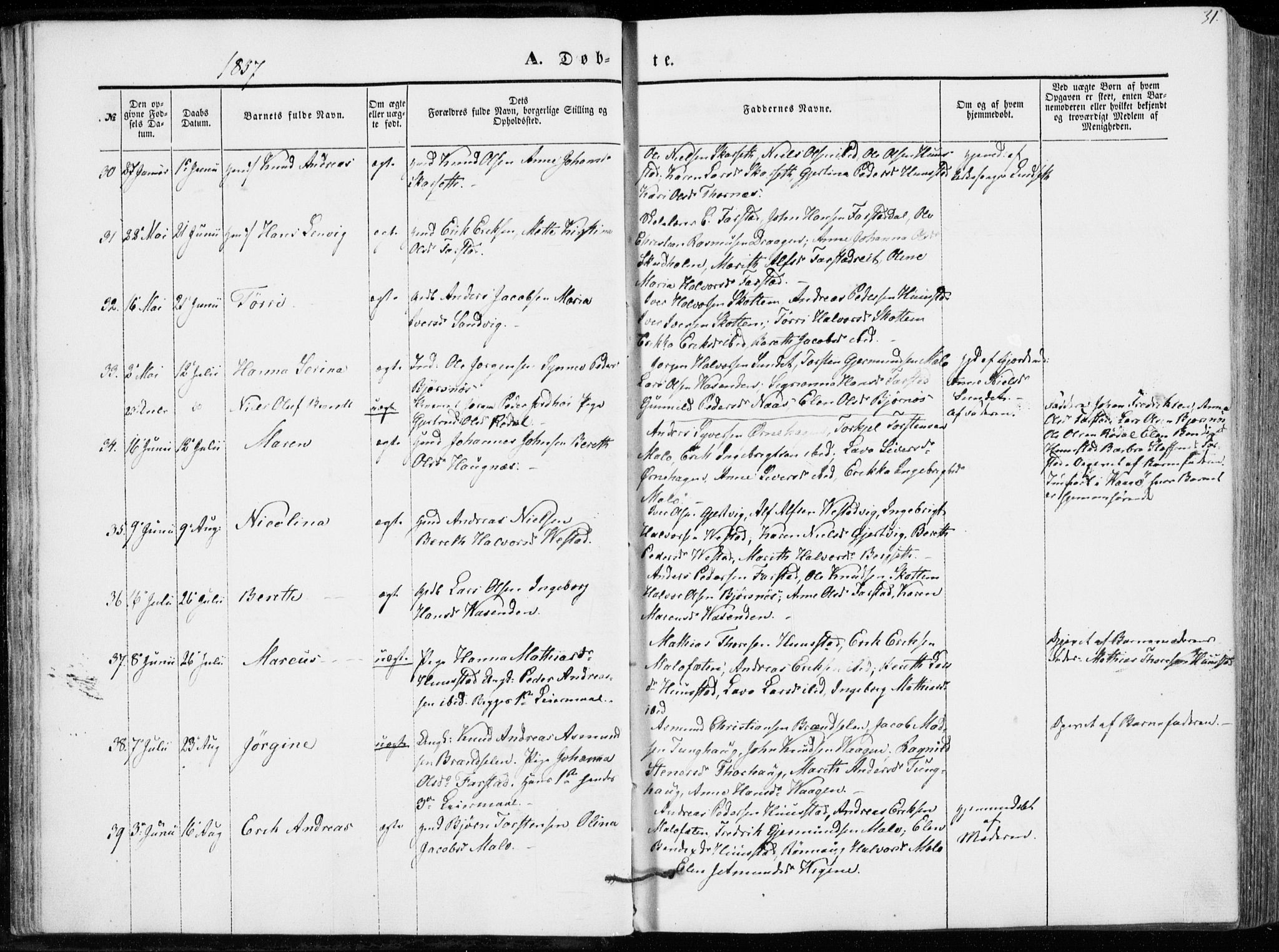 Ministerialprotokoller, klokkerbøker og fødselsregistre - Møre og Romsdal, AV/SAT-A-1454/566/L0767: Parish register (official) no. 566A06, 1852-1868, p. 31