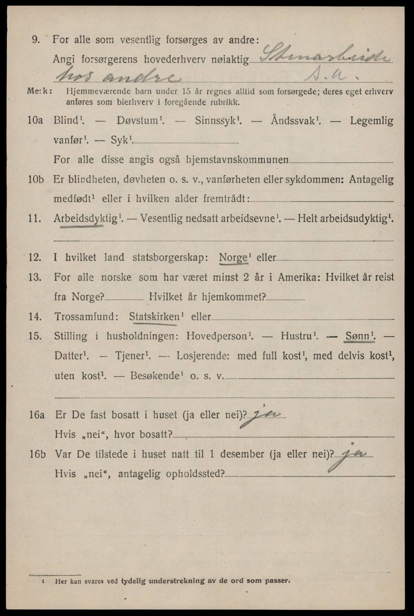 SAST, 1920 census for Håland, 1920, p. 9226