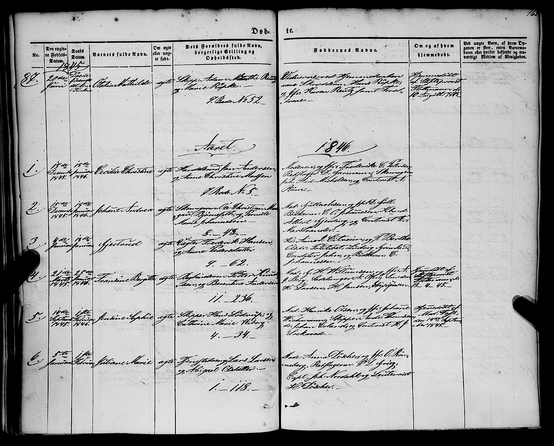 Nykirken Sokneprestembete, SAB/A-77101/H/Haa/L0014: Parish register (official) no. B 1, 1844-1858, p. 162