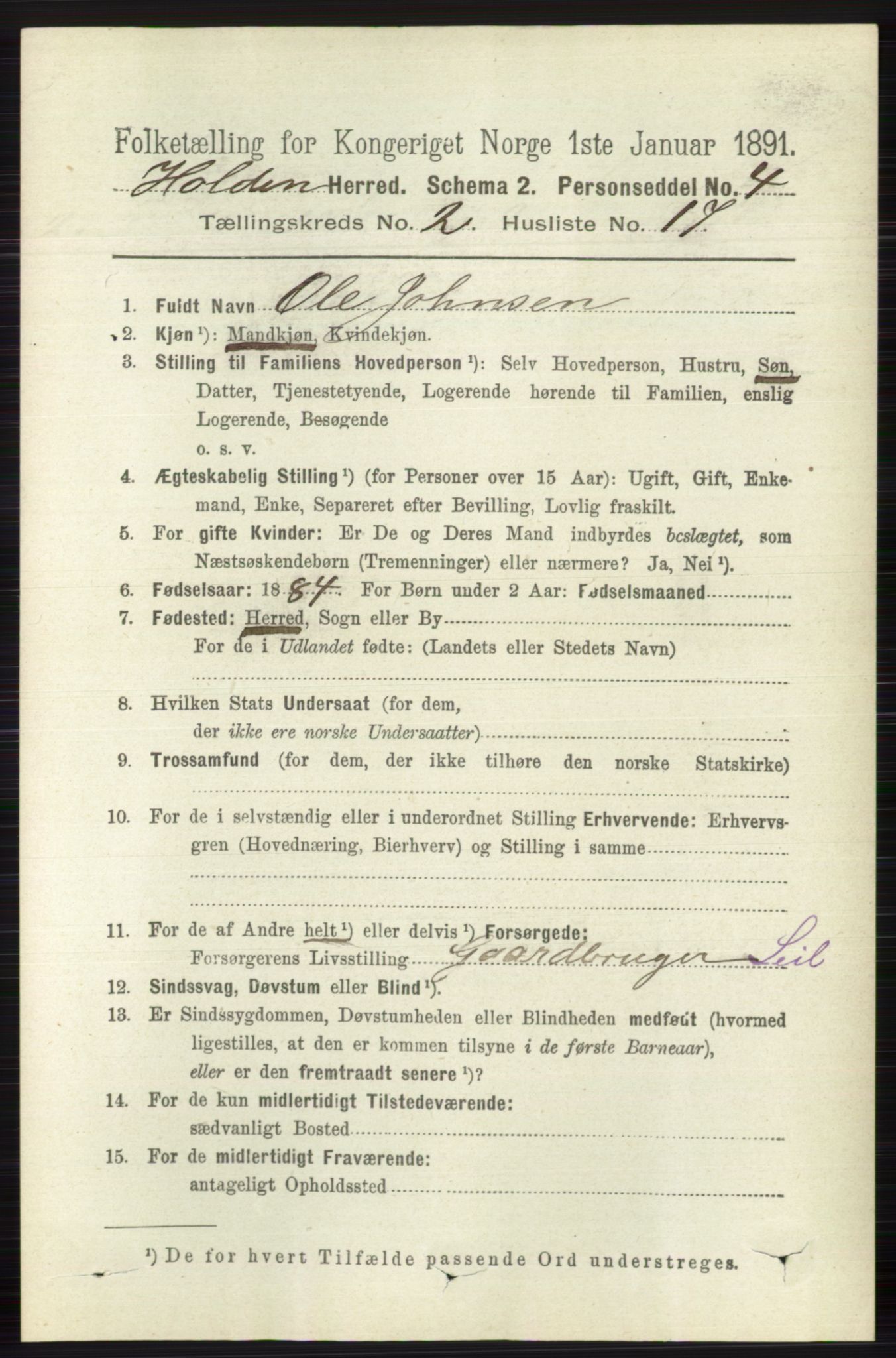 RA, 1891 census for 0819 Holla, 1891, p. 823