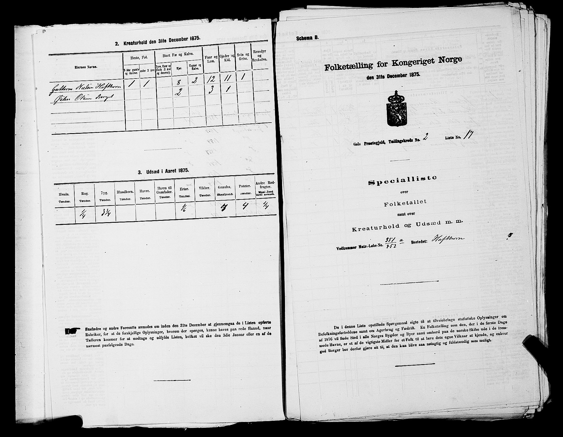 SAKO, 1875 census for 0617P Gol, 1875, p. 212