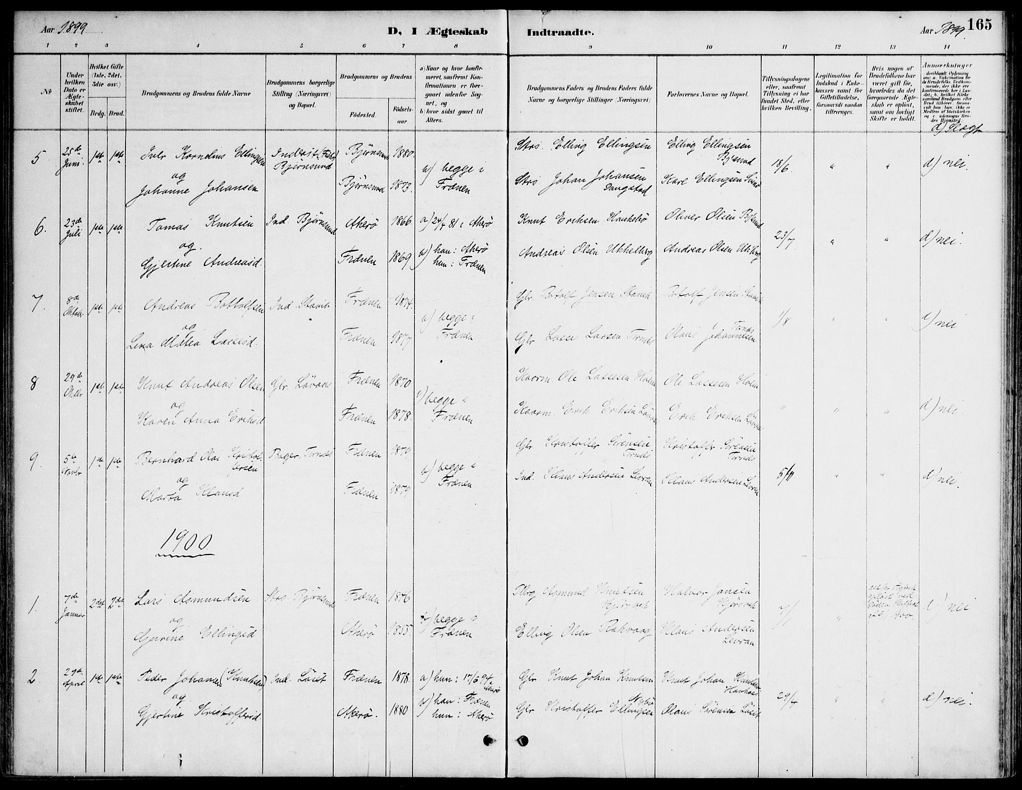 Ministerialprotokoller, klokkerbøker og fødselsregistre - Møre og Romsdal, AV/SAT-A-1454/565/L0750: Parish register (official) no. 565A04, 1887-1905, p. 165