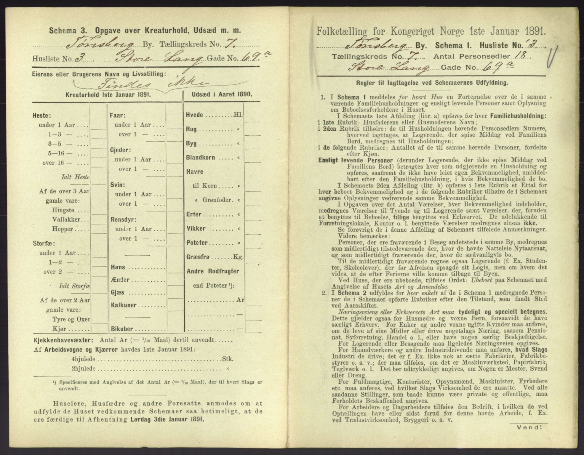 RA, 1891 census for 0705 Tønsberg, 1891, p. 276