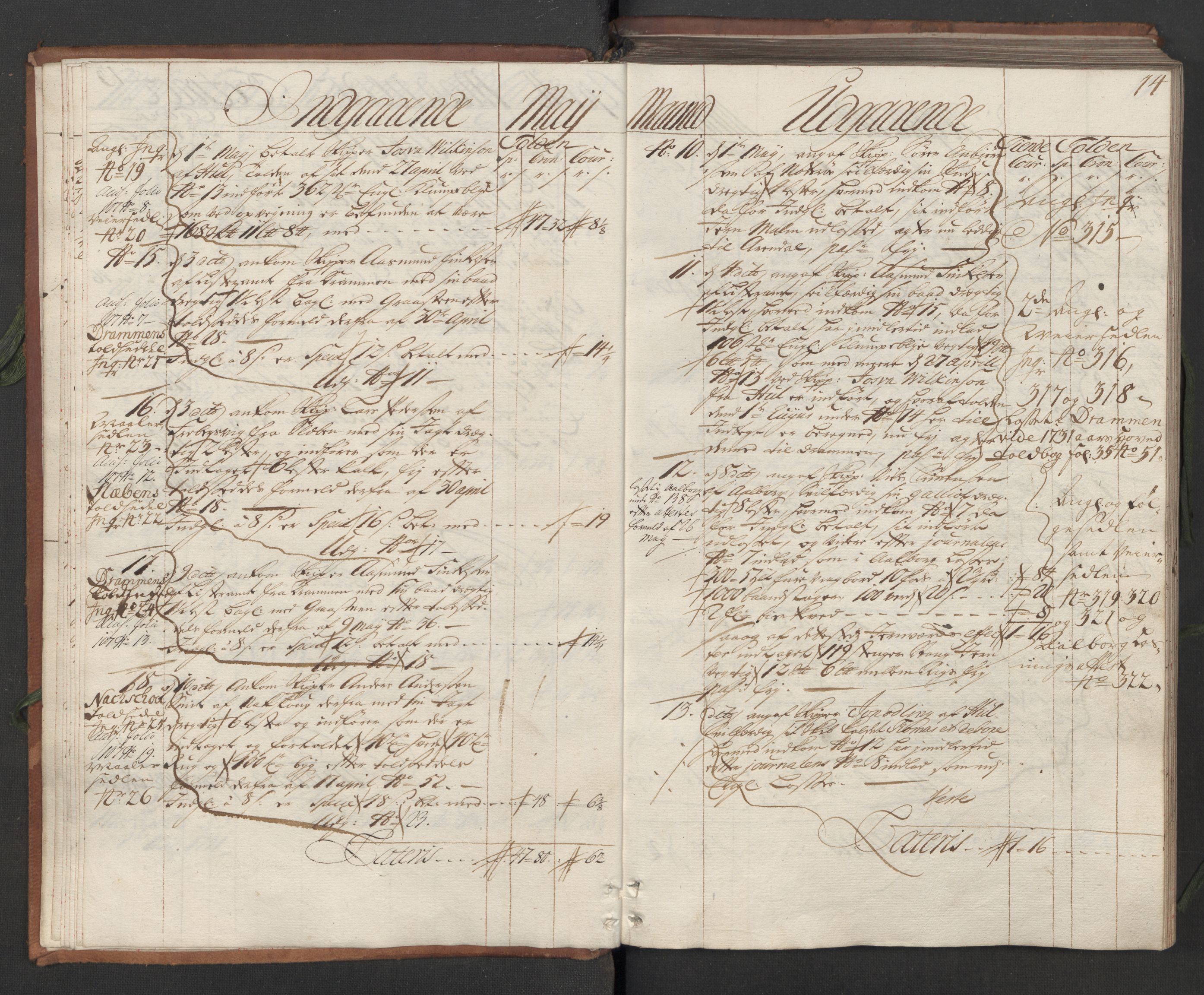 Generaltollkammeret, tollregnskaper, AV/RA-EA-5490/R05/L0012/0001: Tollregnskaper Moss, Son, Krokstad / Hovedtollbok, 1731, p. 13b-14a