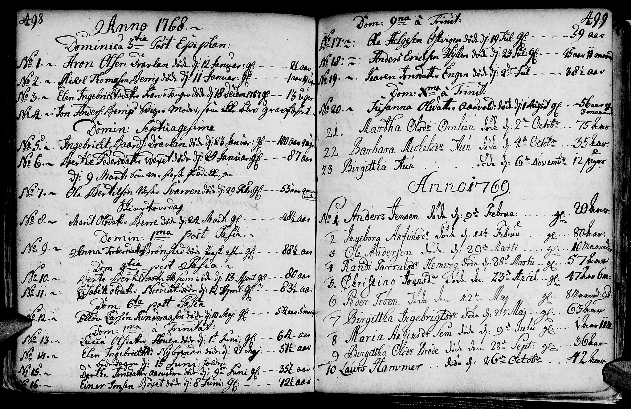 Ministerialprotokoller, klokkerbøker og fødselsregistre - Nord-Trøndelag, SAT/A-1458/749/L0467: Parish register (official) no. 749A01, 1733-1787, p. 498-499