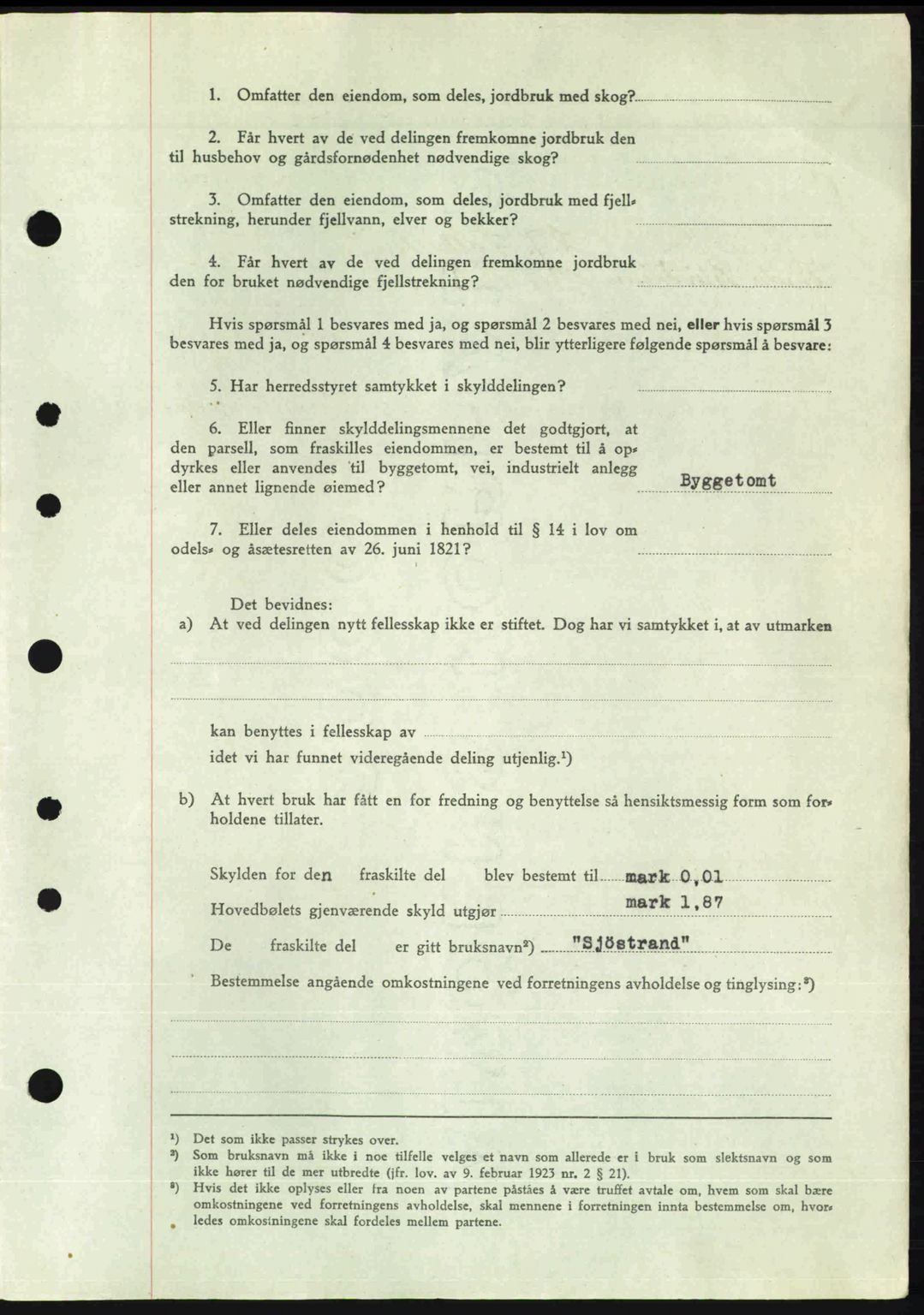 Nordre Sunnmøre sorenskriveri, AV/SAT-A-0006/1/2/2C/2Ca: Mortgage book no. A24, 1947-1947, Diary no: : 1095/1947