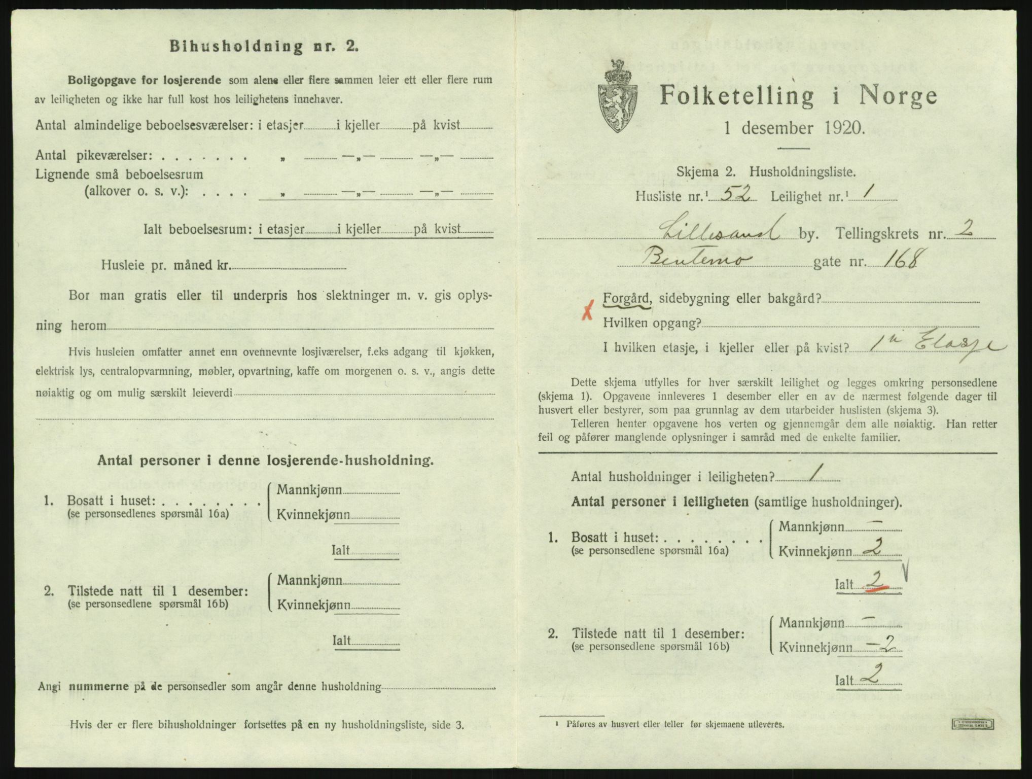 SAK, 1920 census for Lillesand, 1920, p. 959