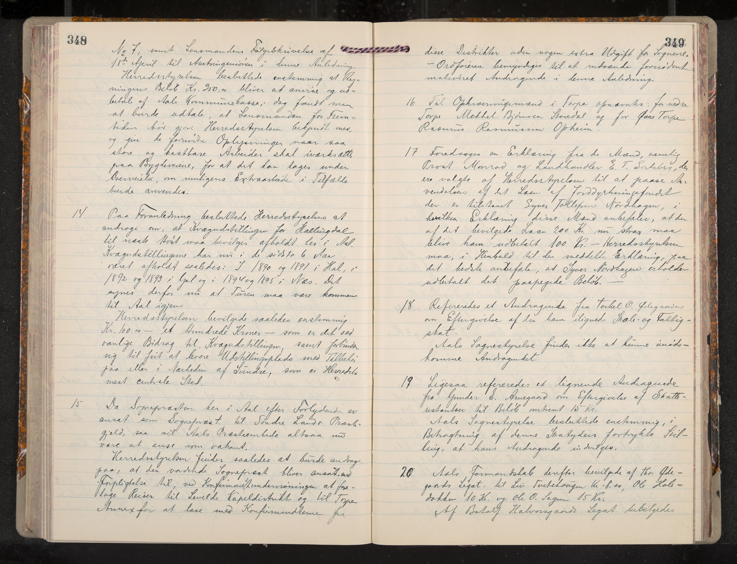 Ål formannskap og sentraladministrasjon, IKAK/0619021/A/Aa/L0004: Utskrift av møtebok, 1881-1901, p. 348-349