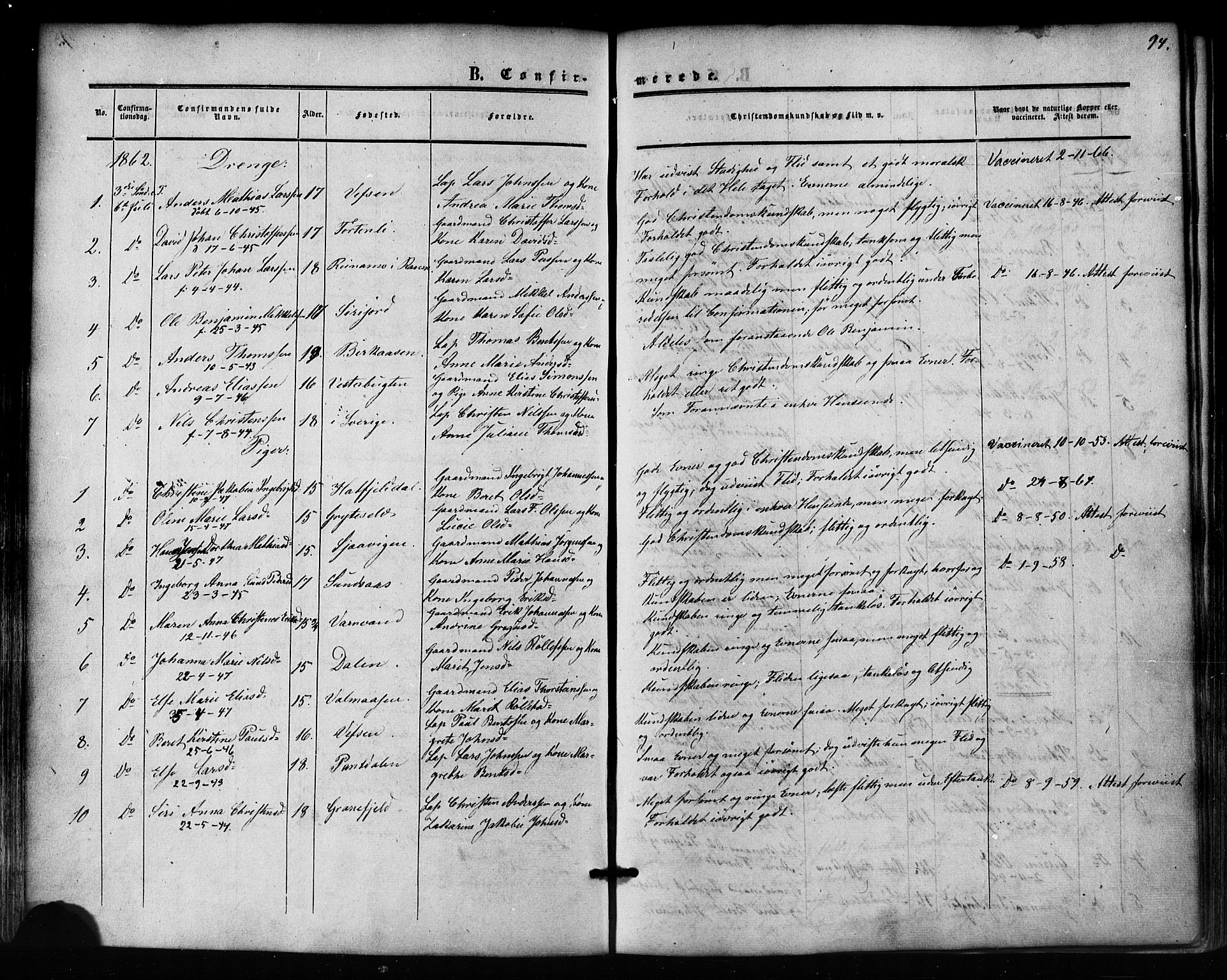 Ministerialprotokoller, klokkerbøker og fødselsregistre - Nordland, AV/SAT-A-1459/823/L0324: Parish register (official) no. 823A01, 1860-1878, p. 94