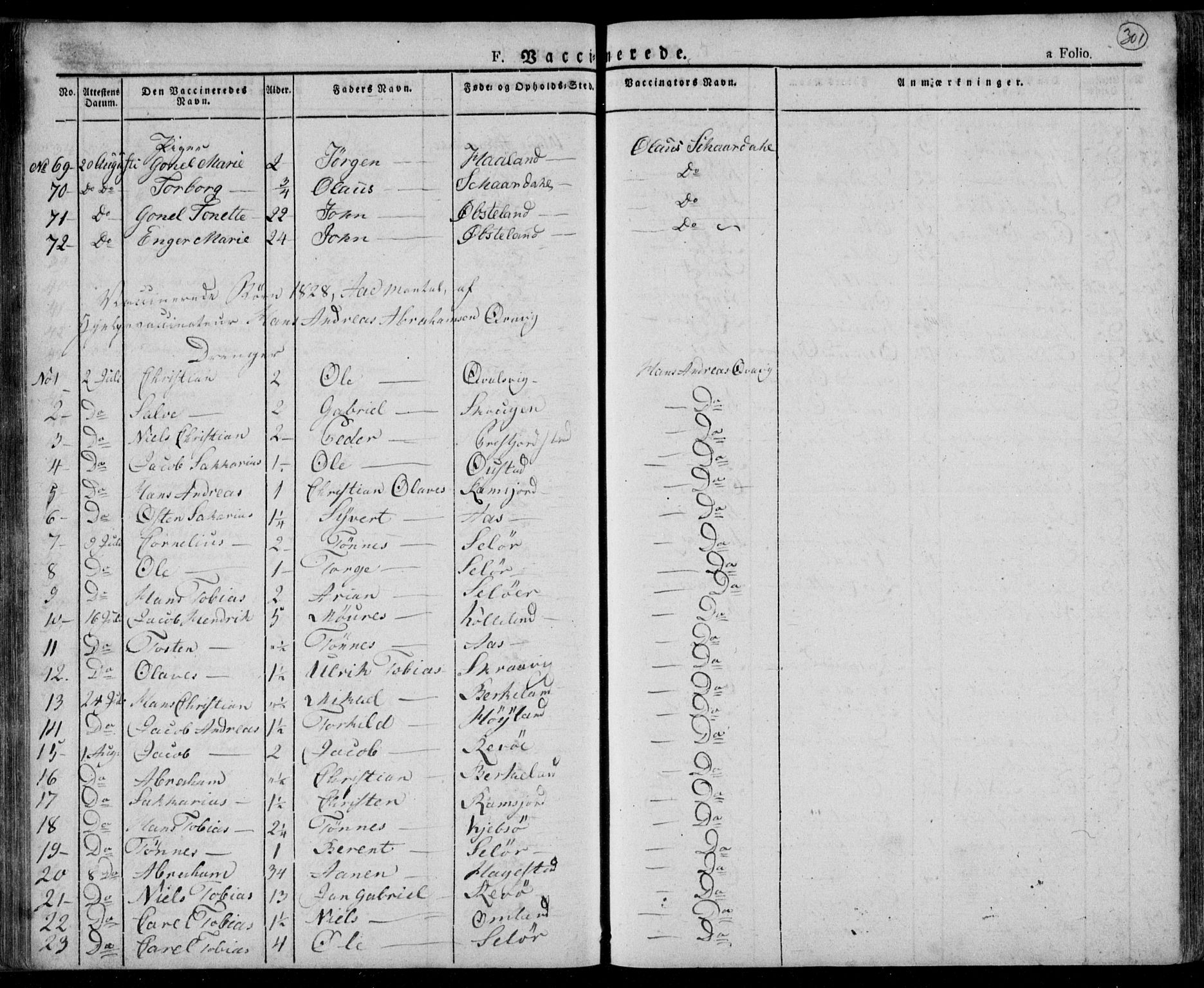 Lyngdal sokneprestkontor, AV/SAK-1111-0029/F/Fa/Fac/L0007: Parish register (official) no. A 7, 1825-1838, p. 301