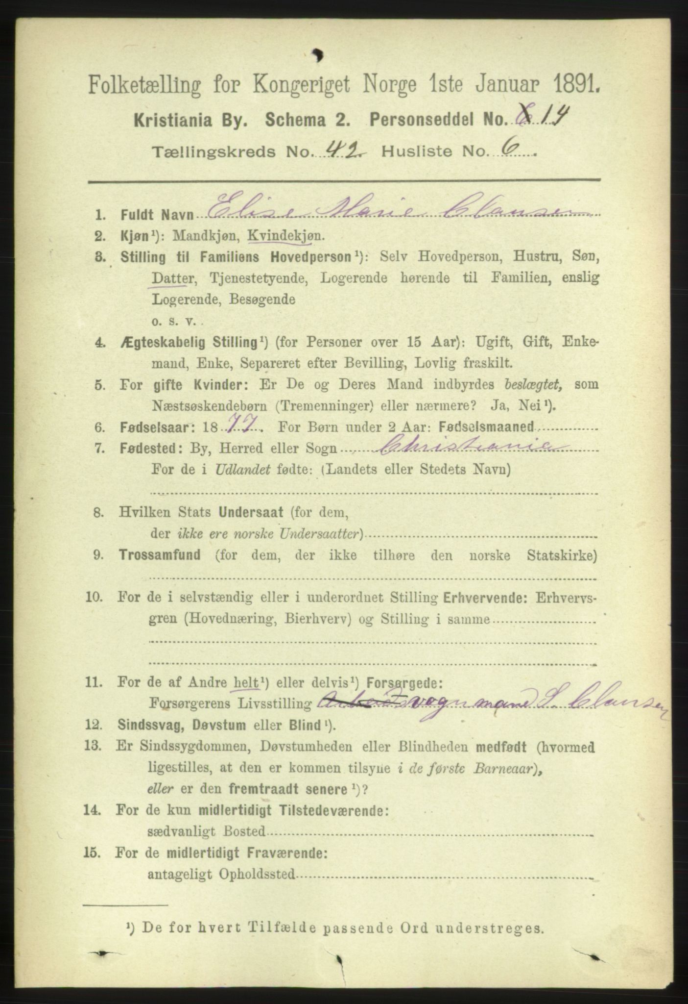 RA, 1891 census for 0301 Kristiania, 1891, p. 24968