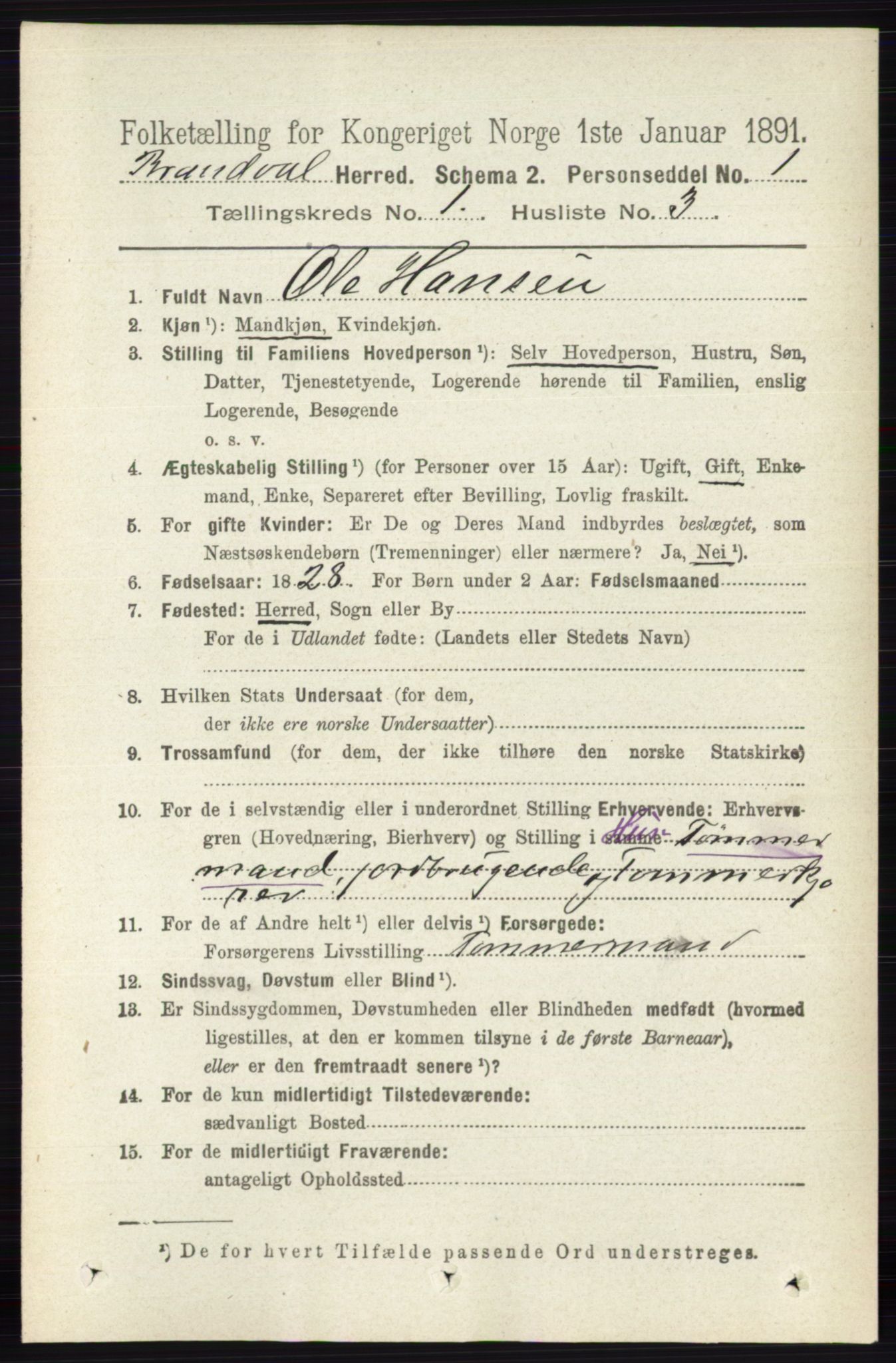 RA, 1891 census for 0422 Brandval, 1891, p. 120