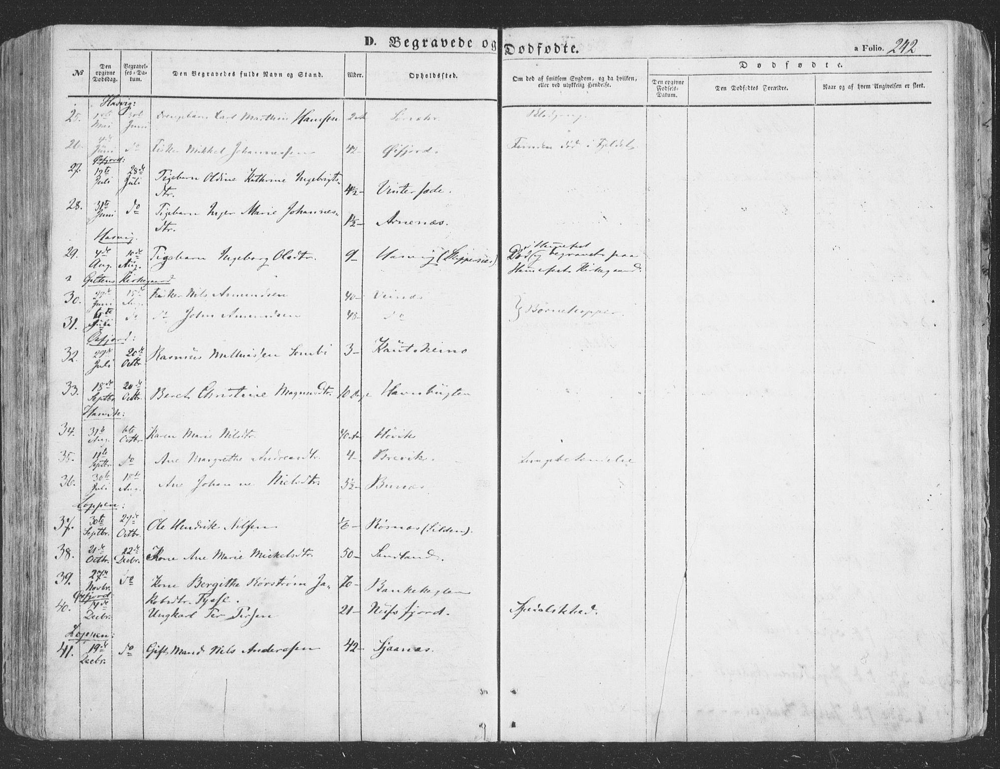 Loppa sokneprestkontor, SATØ/S-1339/H/Ha/L0004kirke: Parish register (official) no. 4, 1849-1868, p. 242