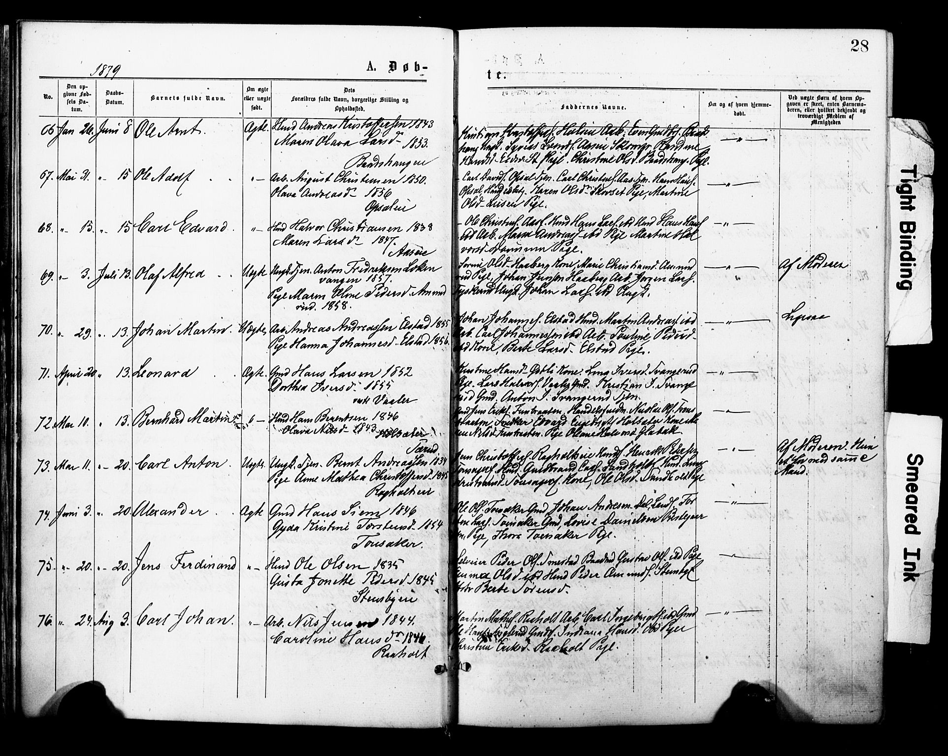 Eidsvoll prestekontor Kirkebøker, SAO/A-10888/F/Fa/L0001: Parish register (official) no. I 1, 1877-1881, p. 28
