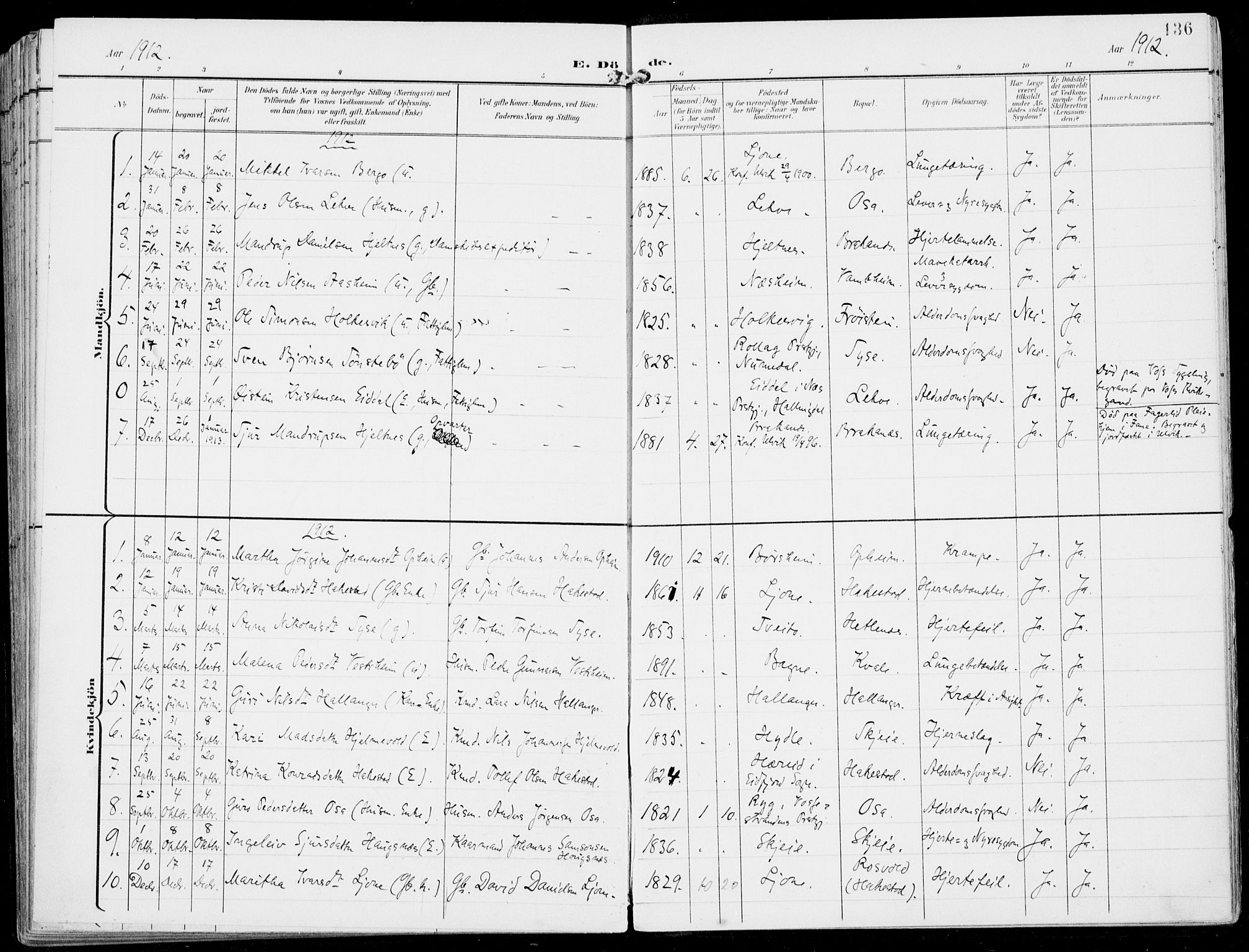 Ulvik sokneprestembete, SAB/A-78801/H/Haa: Parish register (official) no. B  2, 1898-1924, p. 136