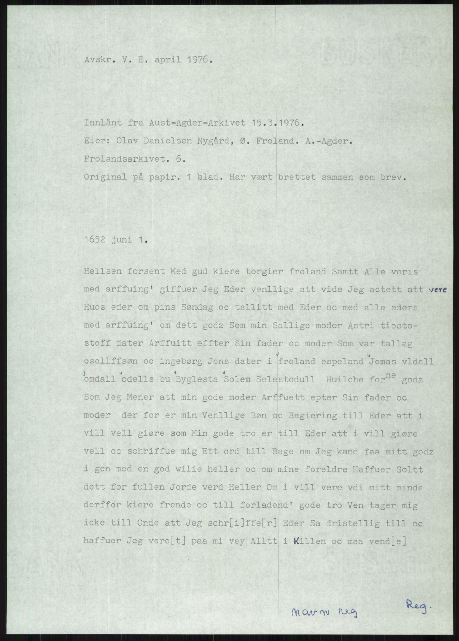 Samlinger til kildeutgivelse, Diplomavskriftsamlingen, AV/RA-EA-4053/H/Ha, p. 2160