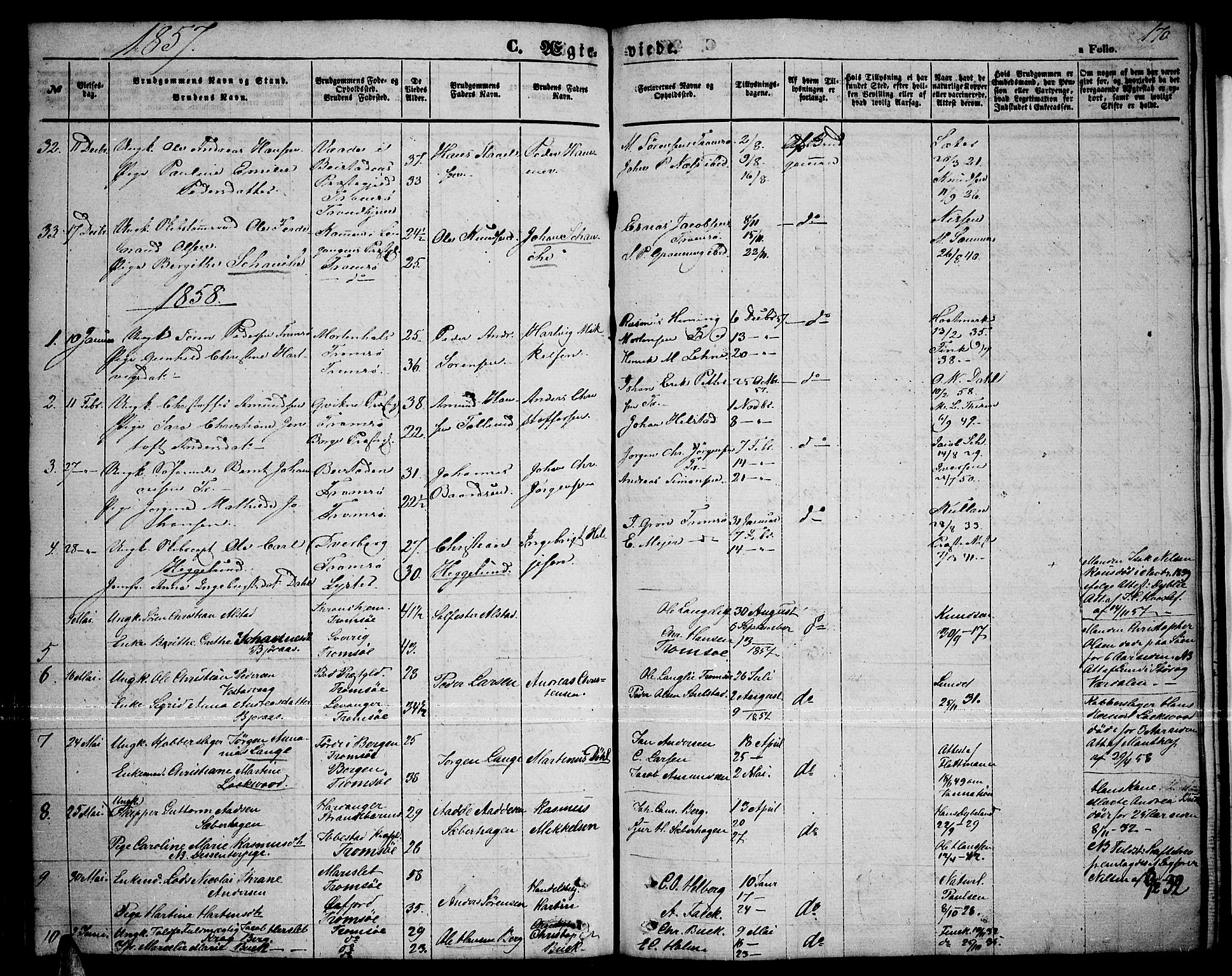 Tromsø sokneprestkontor/stiftsprosti/domprosti, AV/SATØ-S-1343/G/Gb/L0006klokker: Parish register (copy) no. 6, 1857-1866, p. 170