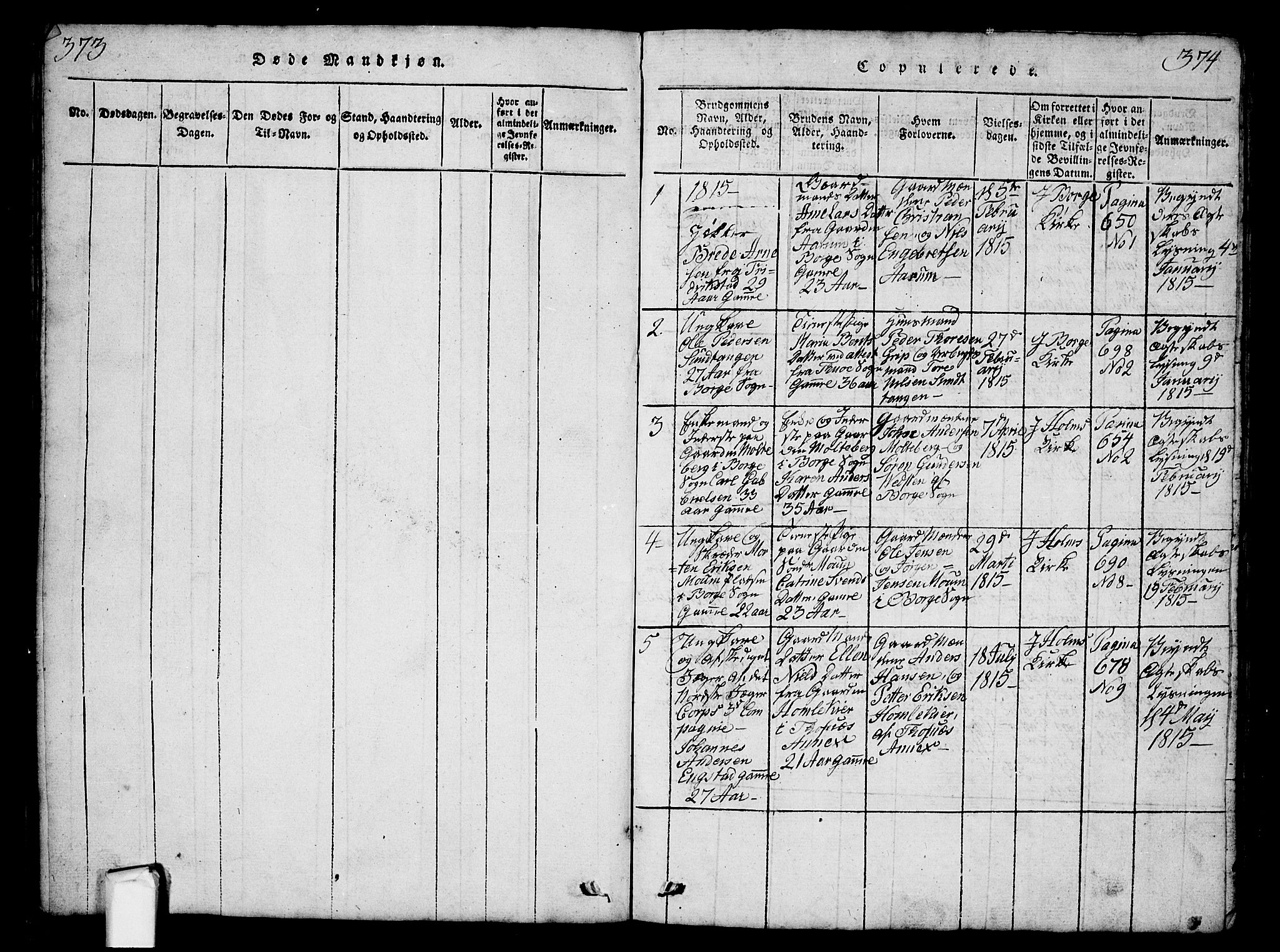 Borge prestekontor Kirkebøker, SAO/A-10903/G/Ga/L0001: Parish register (copy) no.  I 1, 1815-1835, p. 373-374