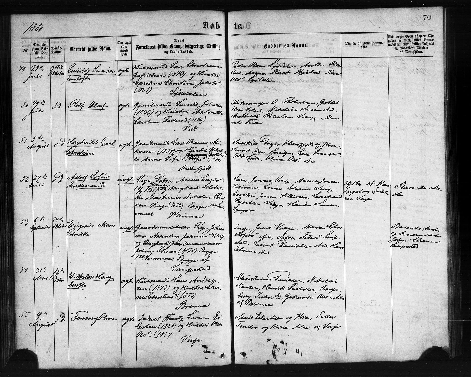 Ministerialprotokoller, klokkerbøker og fødselsregistre - Nordland, AV/SAT-A-1459/876/L1096: Parish register (official) no. 876A02, 1870-1886, p. 70