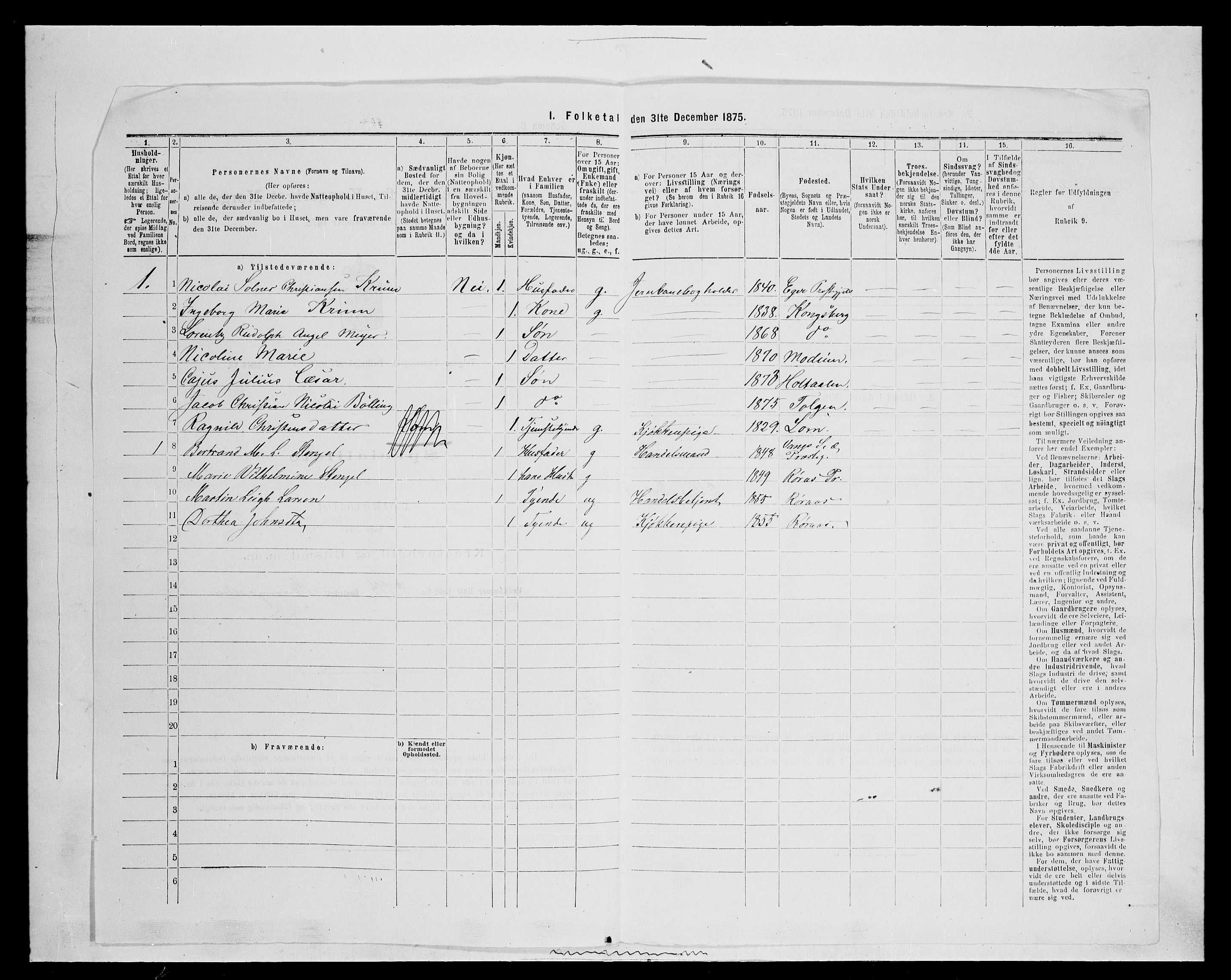 SAH, 1875 census for 0436P Tolga, 1875, p. 412