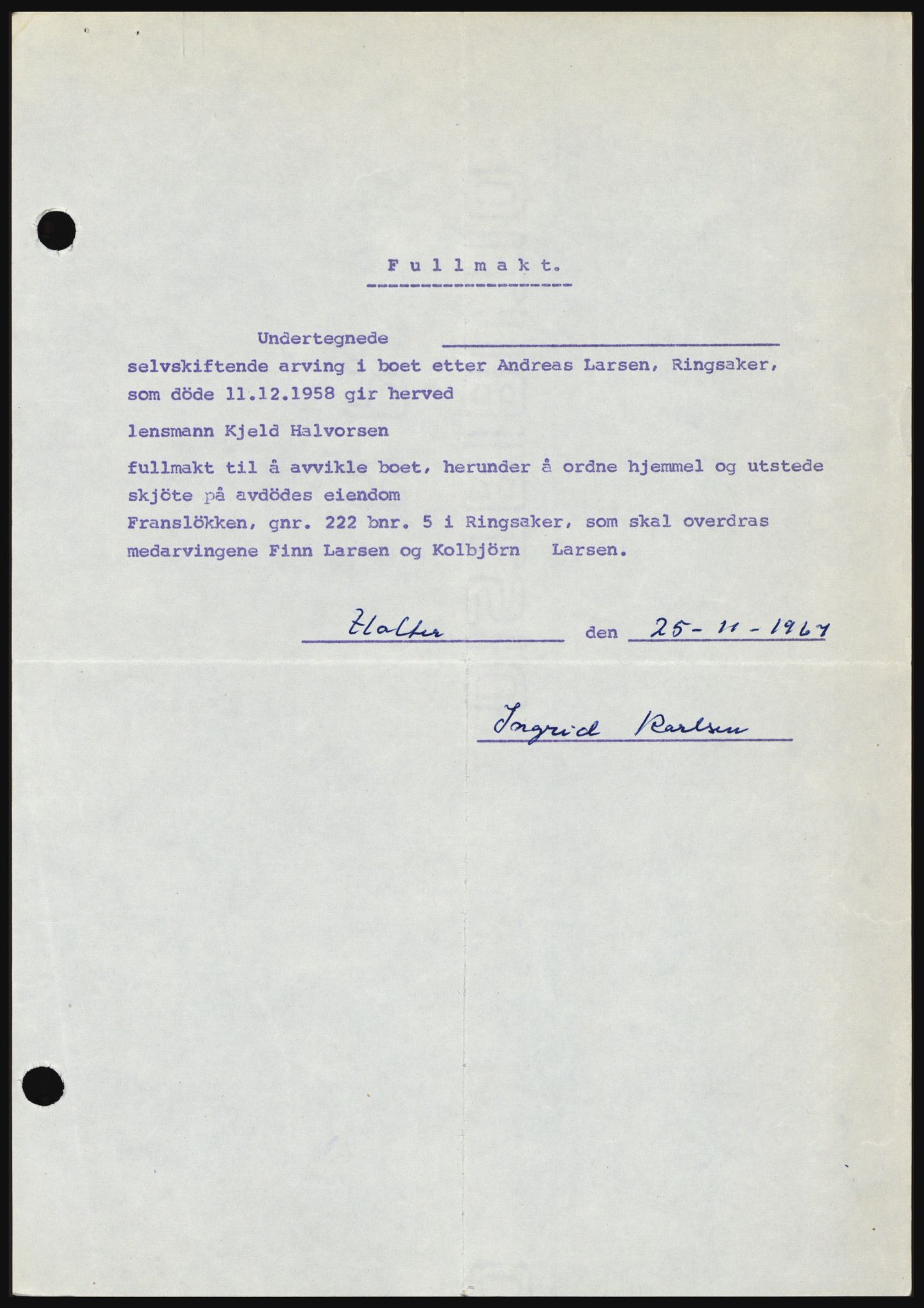 Nord-Hedmark sorenskriveri, AV/SAH-TING-012/H/Hc/L0027: Mortgage book no. 27, 1967-1968, Diary no: : 6560/1967