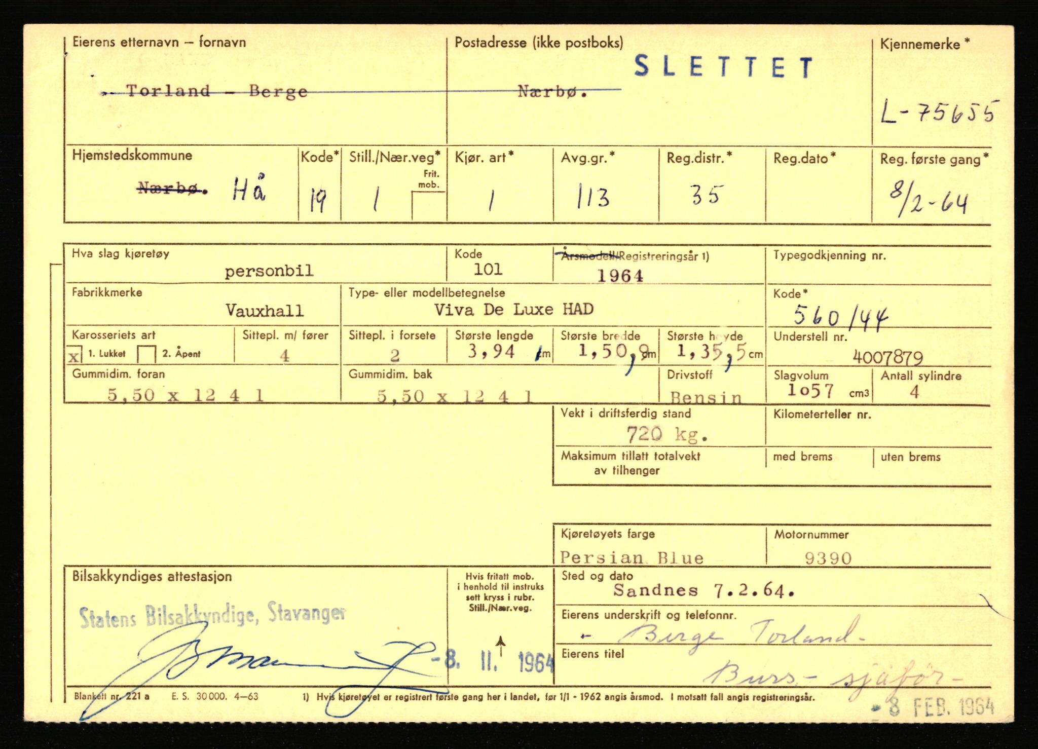 Stavanger trafikkstasjon, AV/SAST-A-101942/0/F/L0068: L-75000 - L-76799, 1930-1971, p. 865