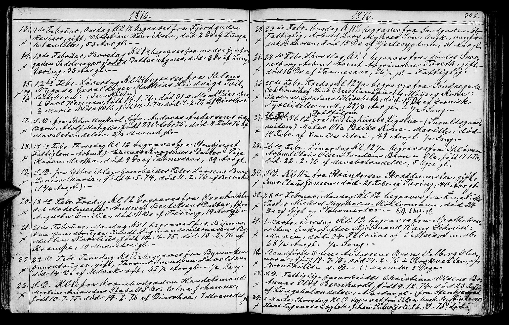 Ministerialprotokoller, klokkerbøker og fødselsregistre - Sør-Trøndelag, SAT/A-1456/602/L0142: Parish register (copy) no. 602C10, 1872-1894, p. 306