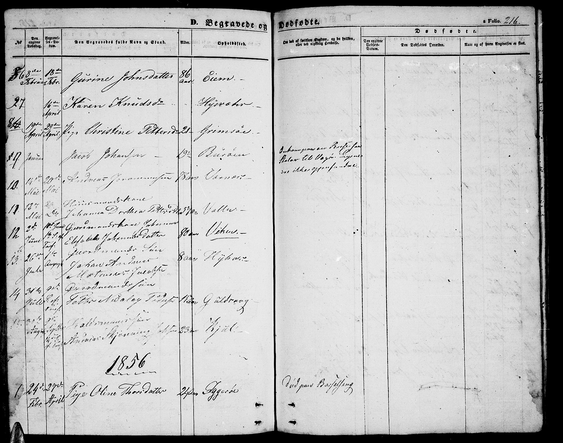 Ministerialprotokoller, klokkerbøker og fødselsregistre - Nordland, AV/SAT-A-1459/816/L0251: Parish register (copy) no. 816C01, 1852-1870, p. 216