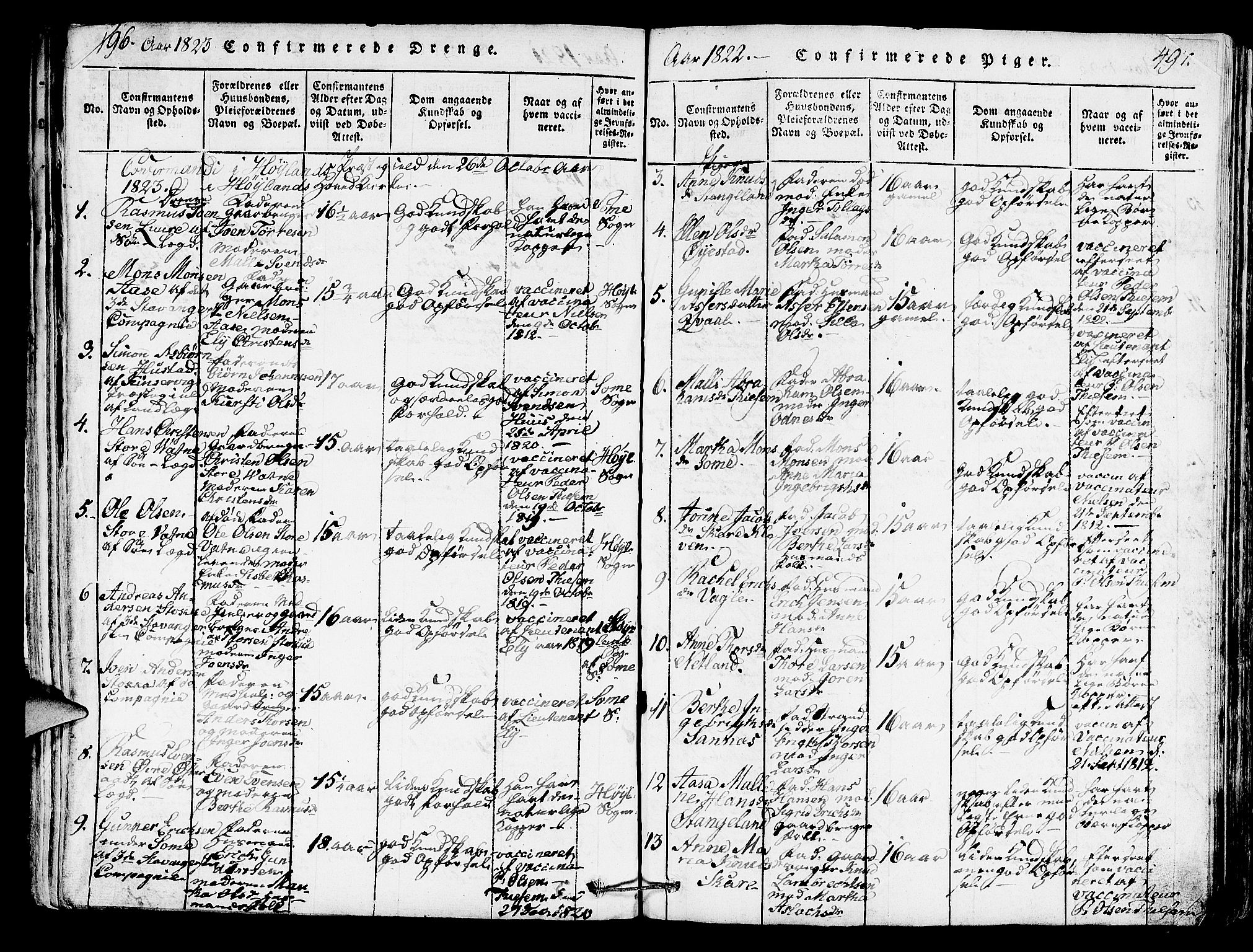 Høyland sokneprestkontor, AV/SAST-A-101799/001/30BA/L0006: Parish register (official) no. A 6, 1815-1825, p. 496-497