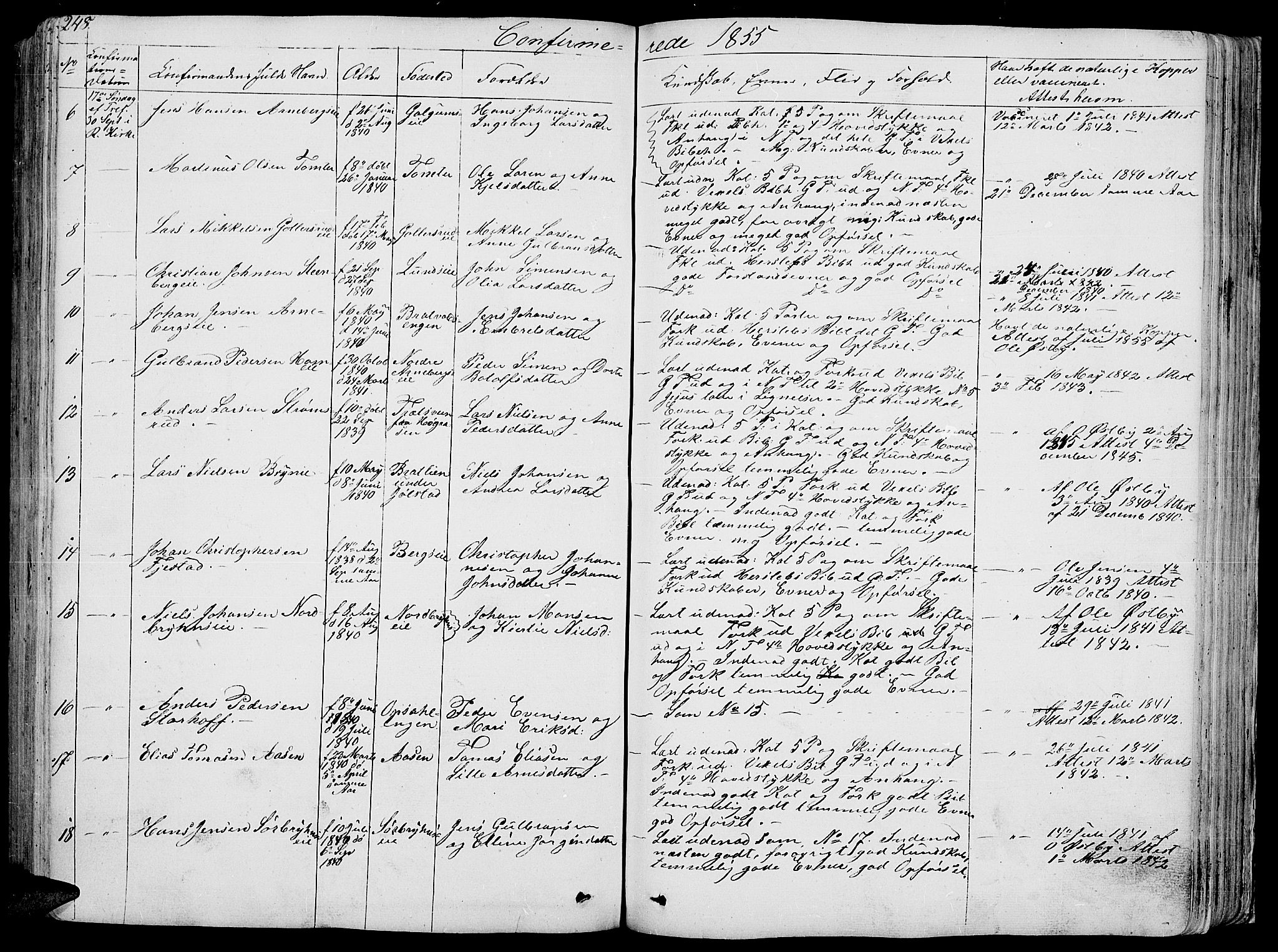 Romedal prestekontor, AV/SAH-PREST-004/L/L0009: Parish register (copy) no. 9, 1846-1866, p. 248