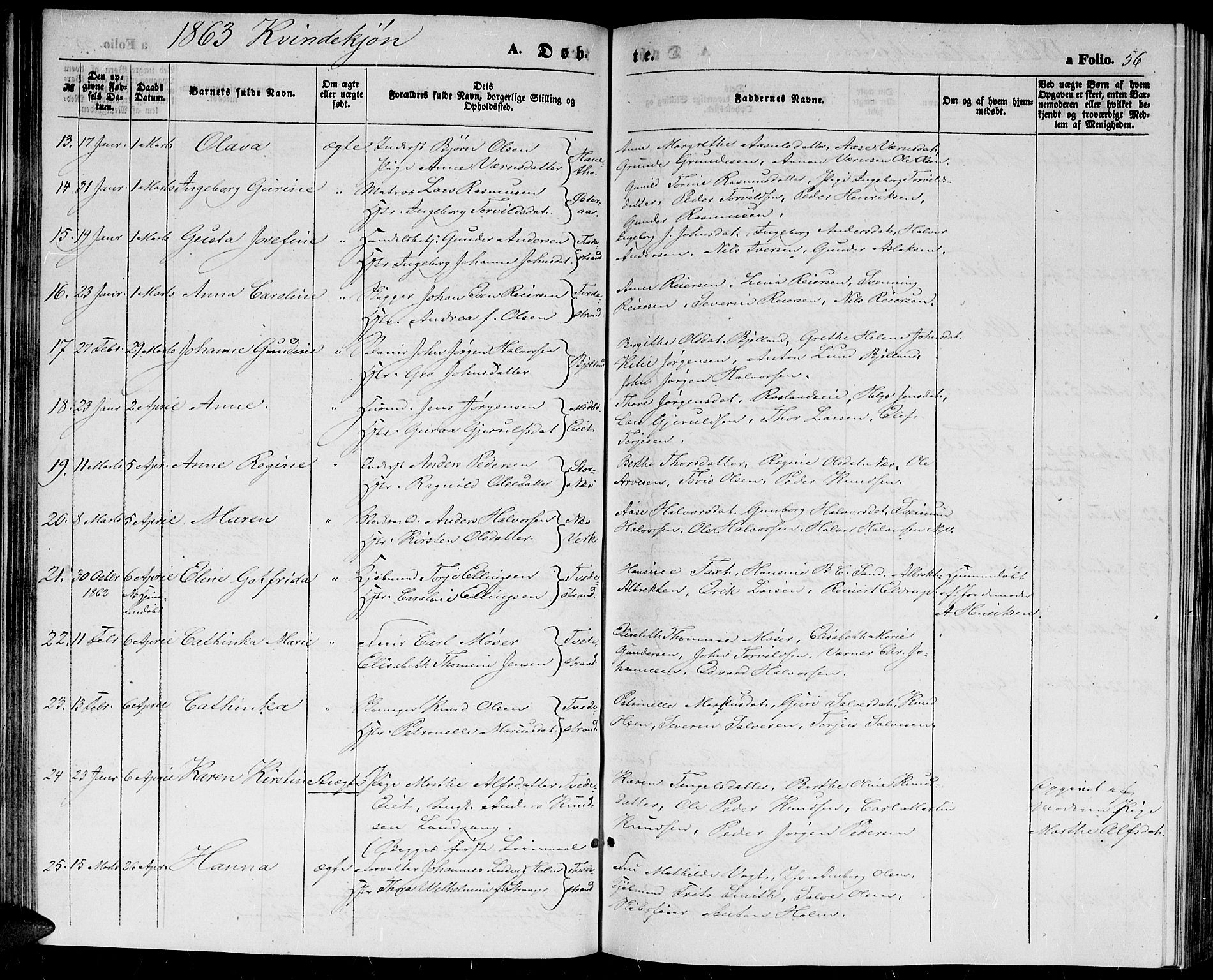 Holt sokneprestkontor, AV/SAK-1111-0021/F/Fb/L0008: Parish register (copy) no. B 8, 1858-1871, p. 56