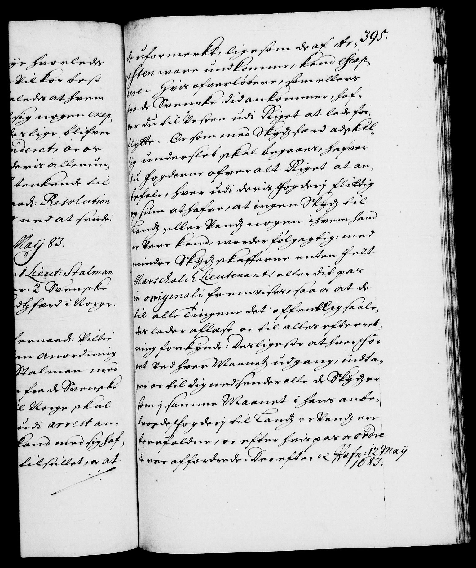 Danske Kanselli 1572-1799, AV/RA-EA-3023/F/Fc/Fca/Fcab/L0012: Norske tegnelser (mikrofilm), 1670-1683, p. 395a