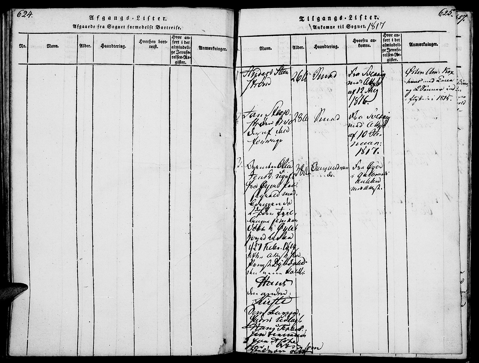 Nes prestekontor, Hedmark, SAH/PREST-020/K/Ka/L0002: Parish register (official) no. 2, 1813-1827, p. 624-625