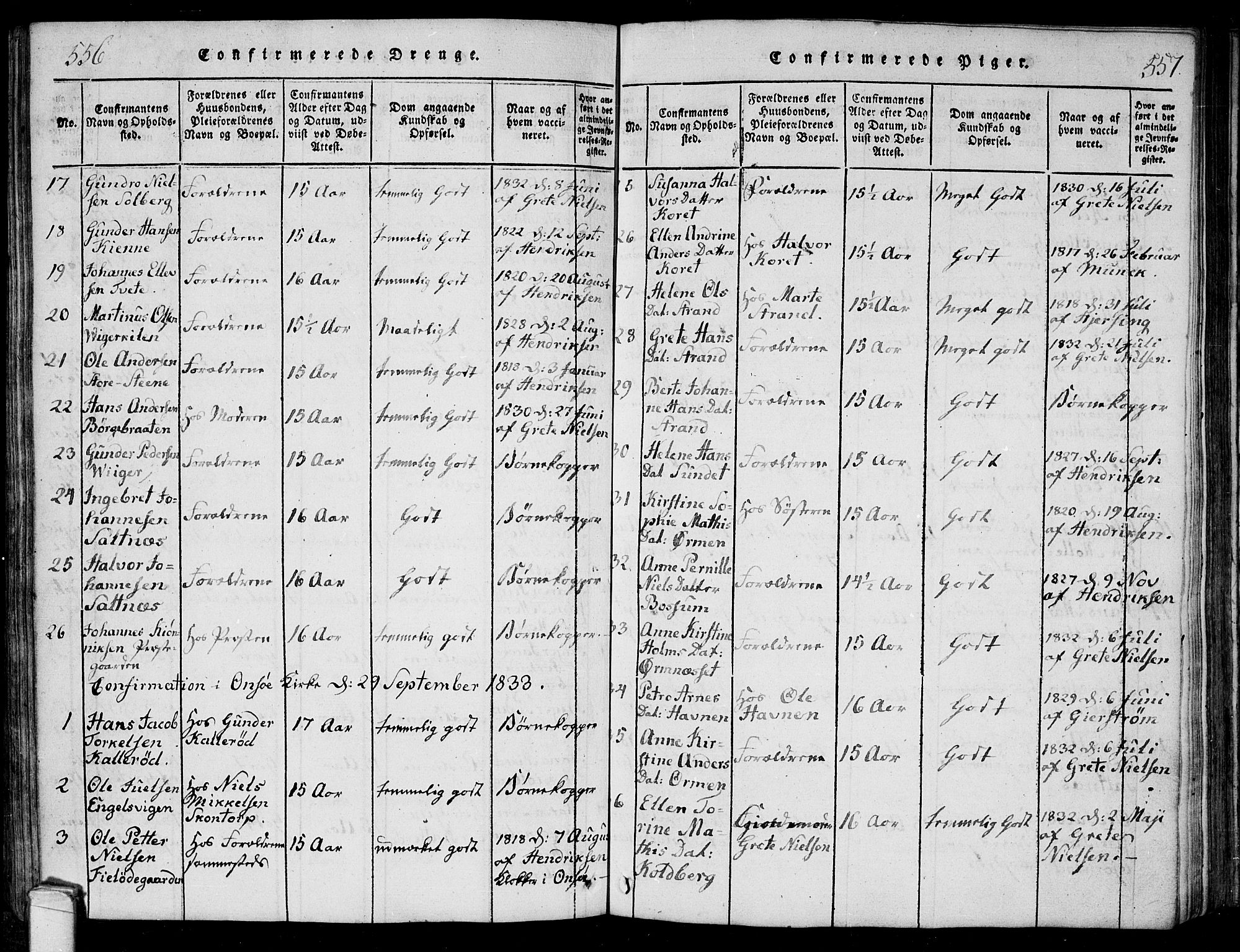 Onsøy prestekontor Kirkebøker, AV/SAO-A-10914/F/Fa/L0002: Parish register (official) no. I 2, 1814-1840, p. 556-557