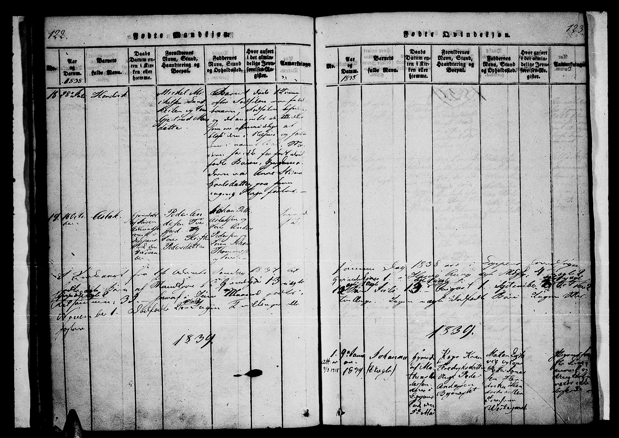 Loppa sokneprestkontor, SATØ/S-1339/H/Ha/L0003kirke: Parish register (official) no. 3, 1820-1848, p. 122-123