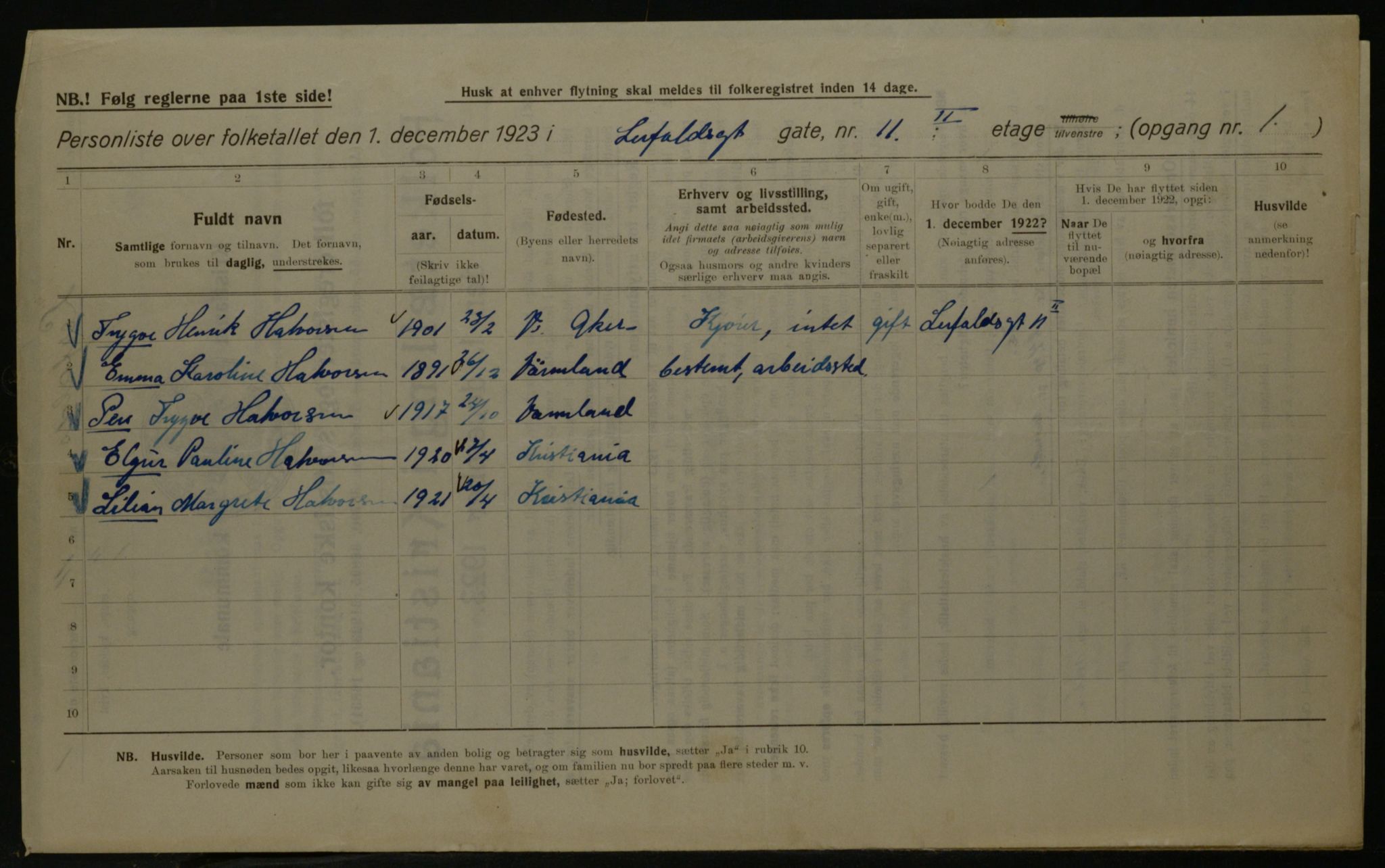 OBA, Municipal Census 1923 for Kristiania, 1923, p. 63686